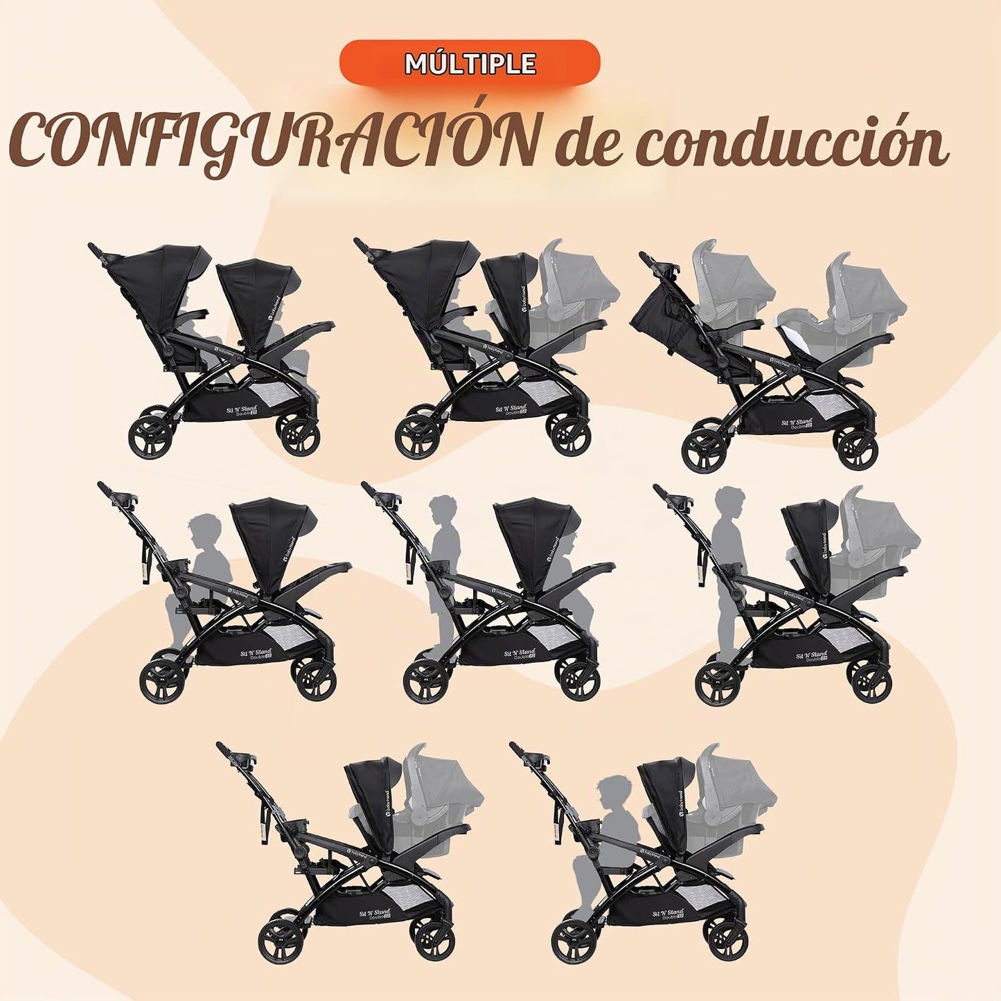 Baby Trend Sit N' Stand 2.0 DLX - Cochecito doble y asiento EZ-...