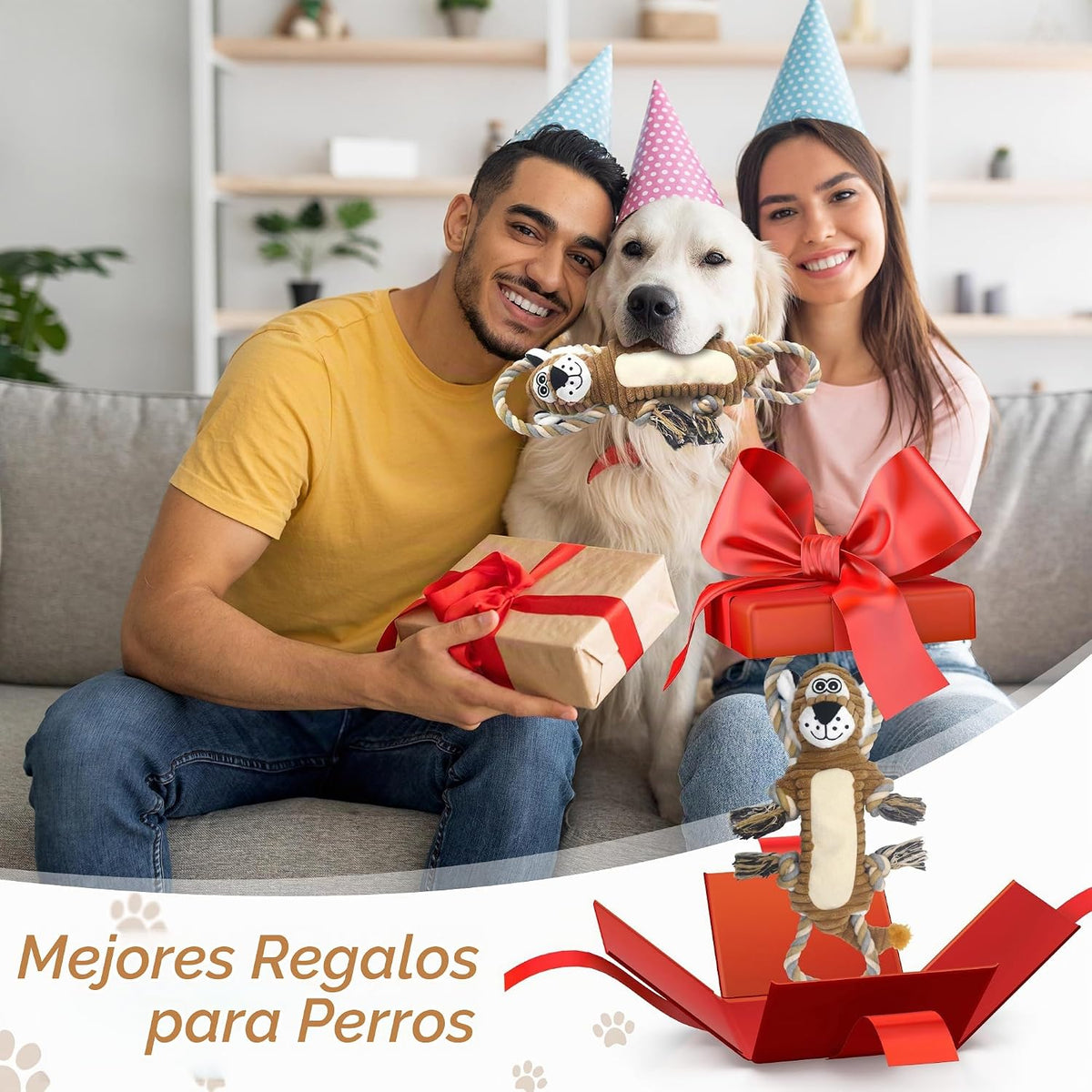 BUYPOW Juguetes Chirriantes para Perros, Juguetes Interactivos de T...