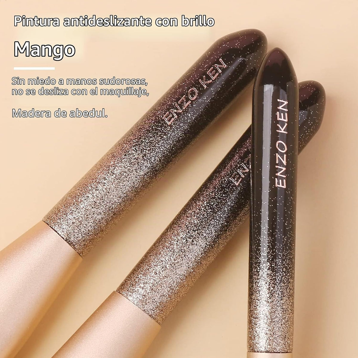 ENZO KEN Juego de brochas de maquillaje de cabello natural profesio...