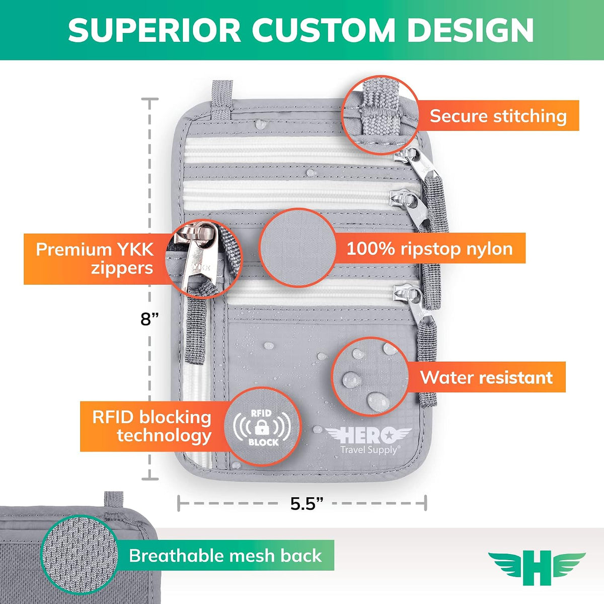Cartera de Cuello HERO \u2013 Portapasaporte con Bloqueo RFID \u201...