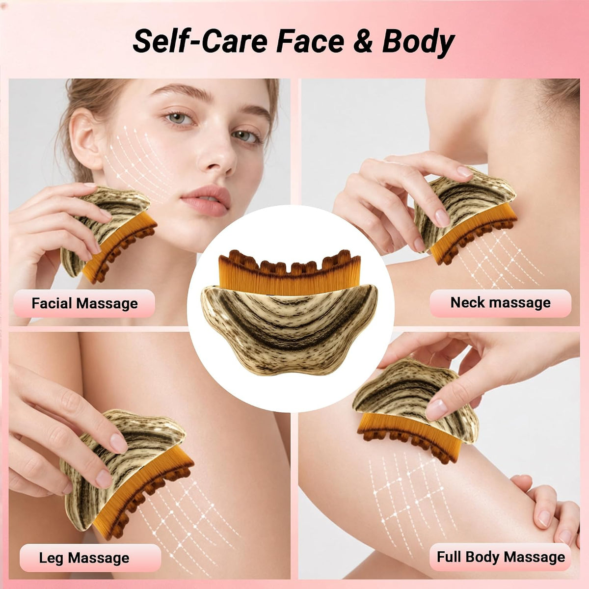 Cepillo facial de drenaje linfático, masajeador Gua Sha desmontable...