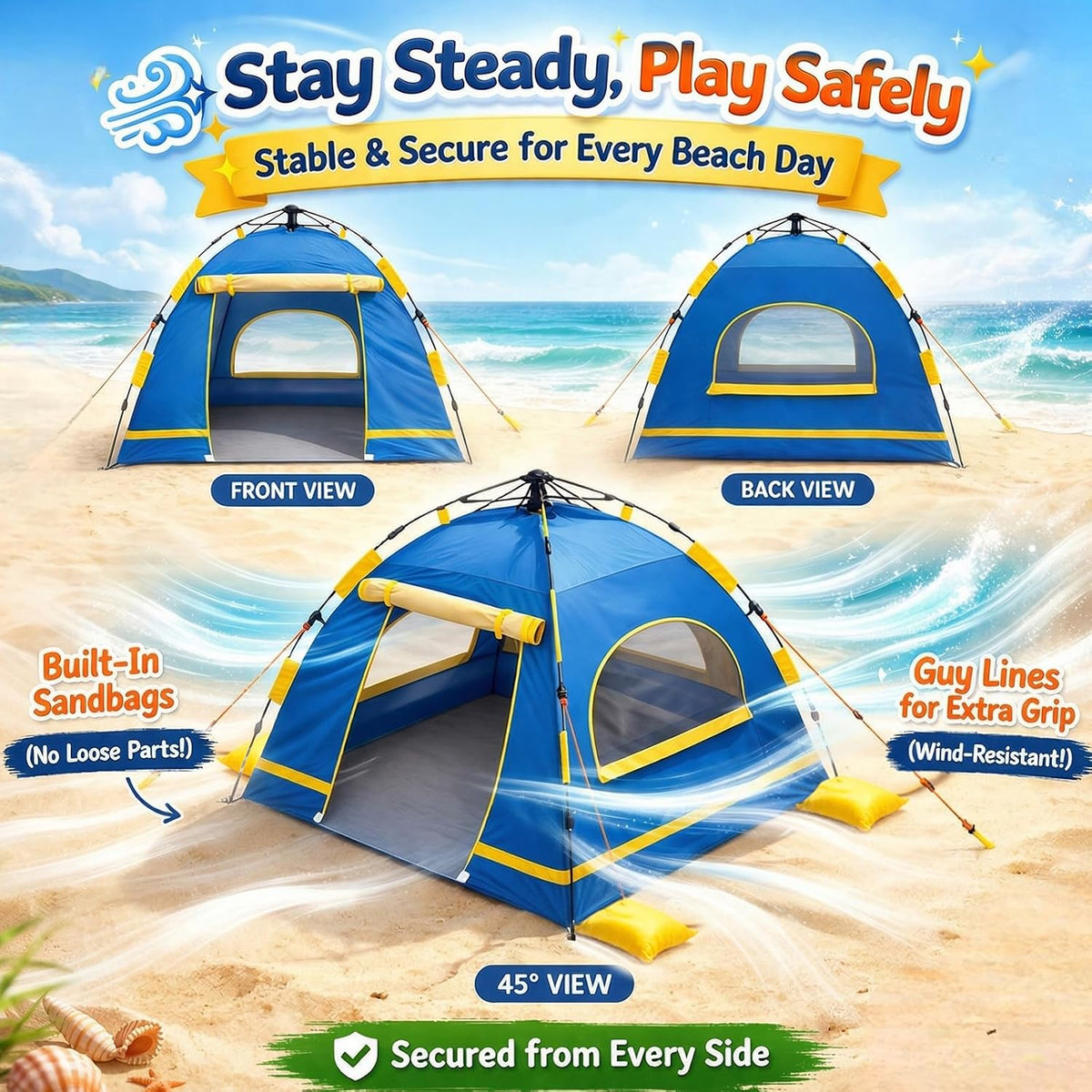 Tienda de campaña de playa para bebés con protección UV UPF 50+, in...