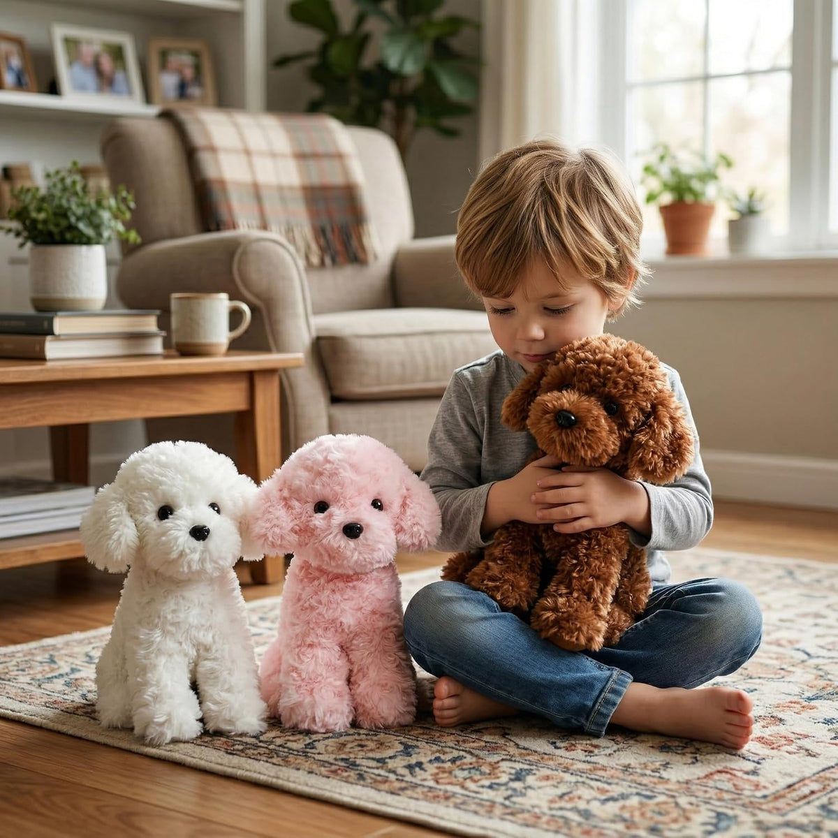WEIGEDU Adorable juguete de peluche Labradoodle de caniche rojo esp...