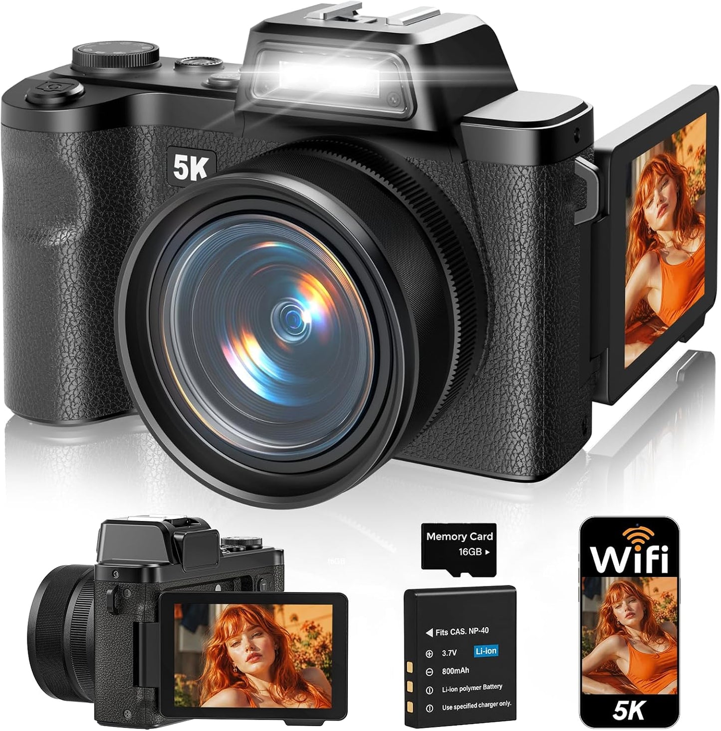 Maxmango Cámara digital D75 para fotografía - Cámara de vlogging Wi...