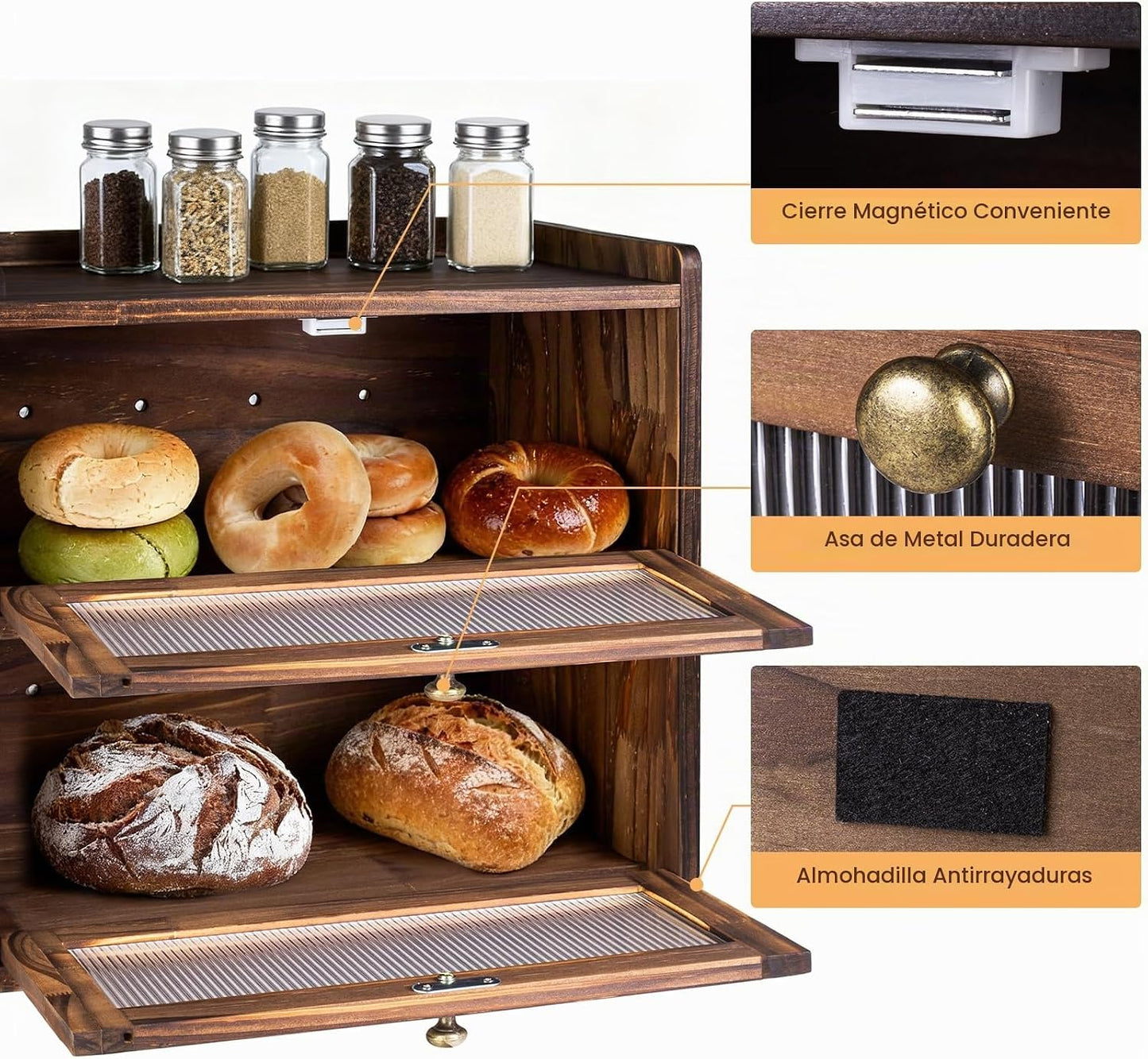 Homcookit Panera para encimera de cocina, contenedor de almacenamie...