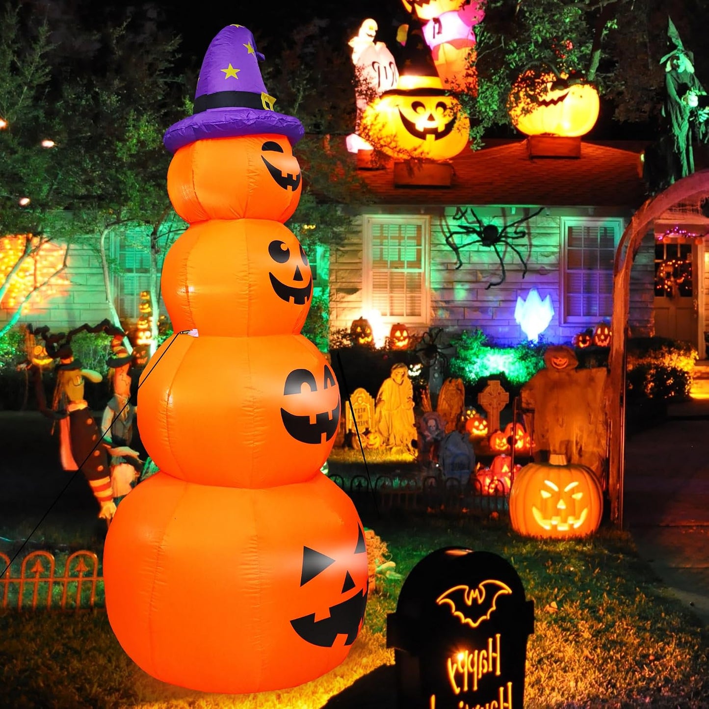 DearSun Calabazas inflables apiladas de Halloween de 8 pies de alto...