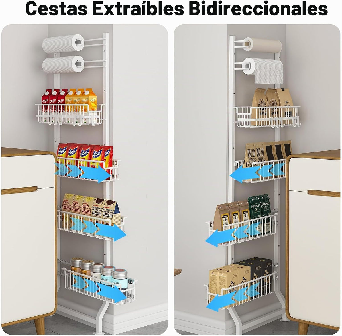 BUKFEN Estante esquinero delgado de 6 niveles, estante para especia...