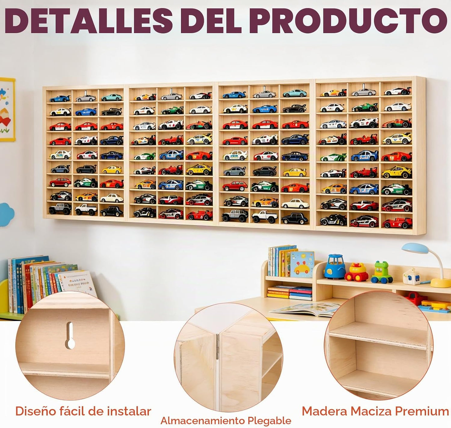 Vitrina de madera para Hotwheels 108 Espacio 1\/64 Escala 1\/64 de...