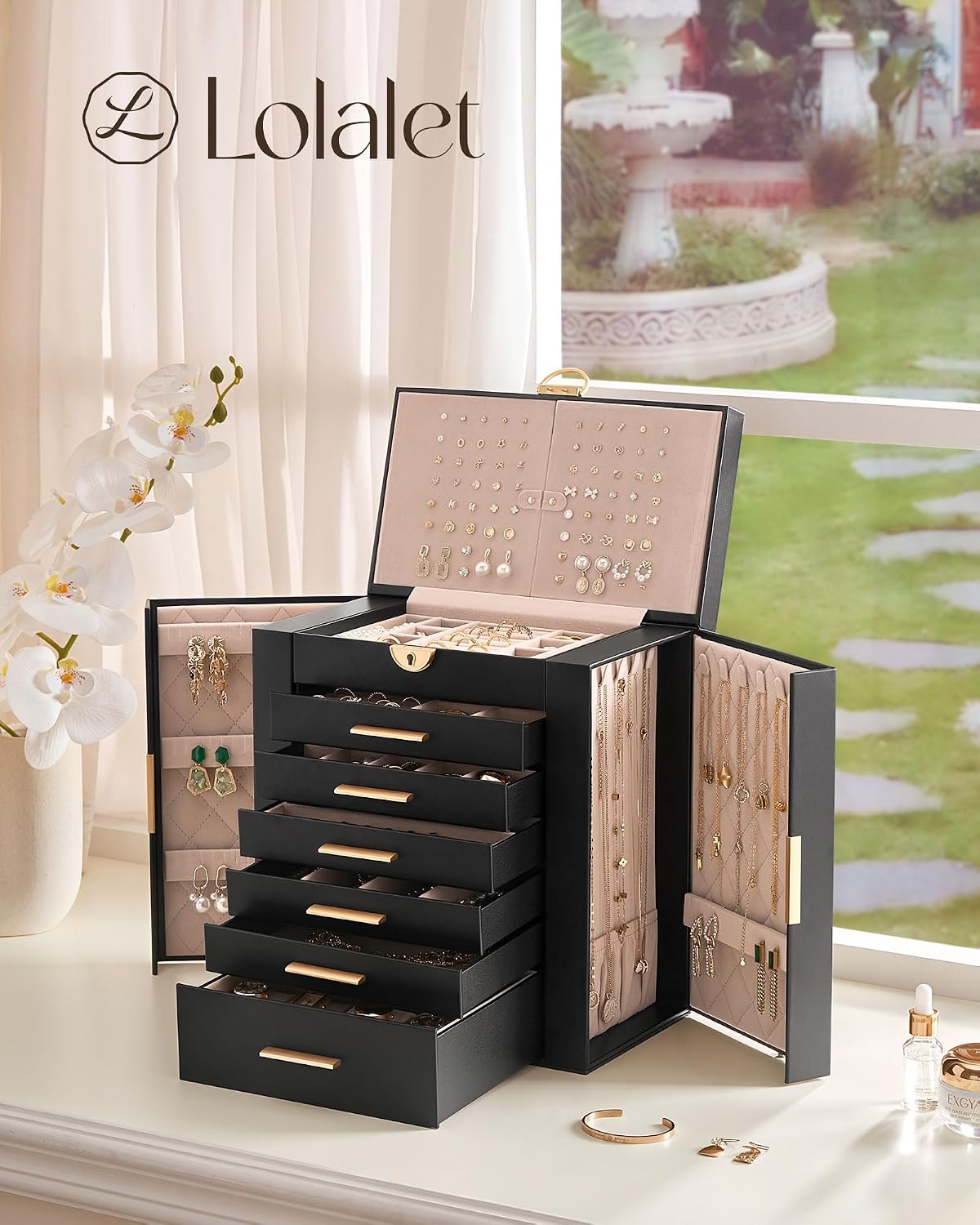 Lolalet Joyero organizador grande para mujer, organizador de joyas...