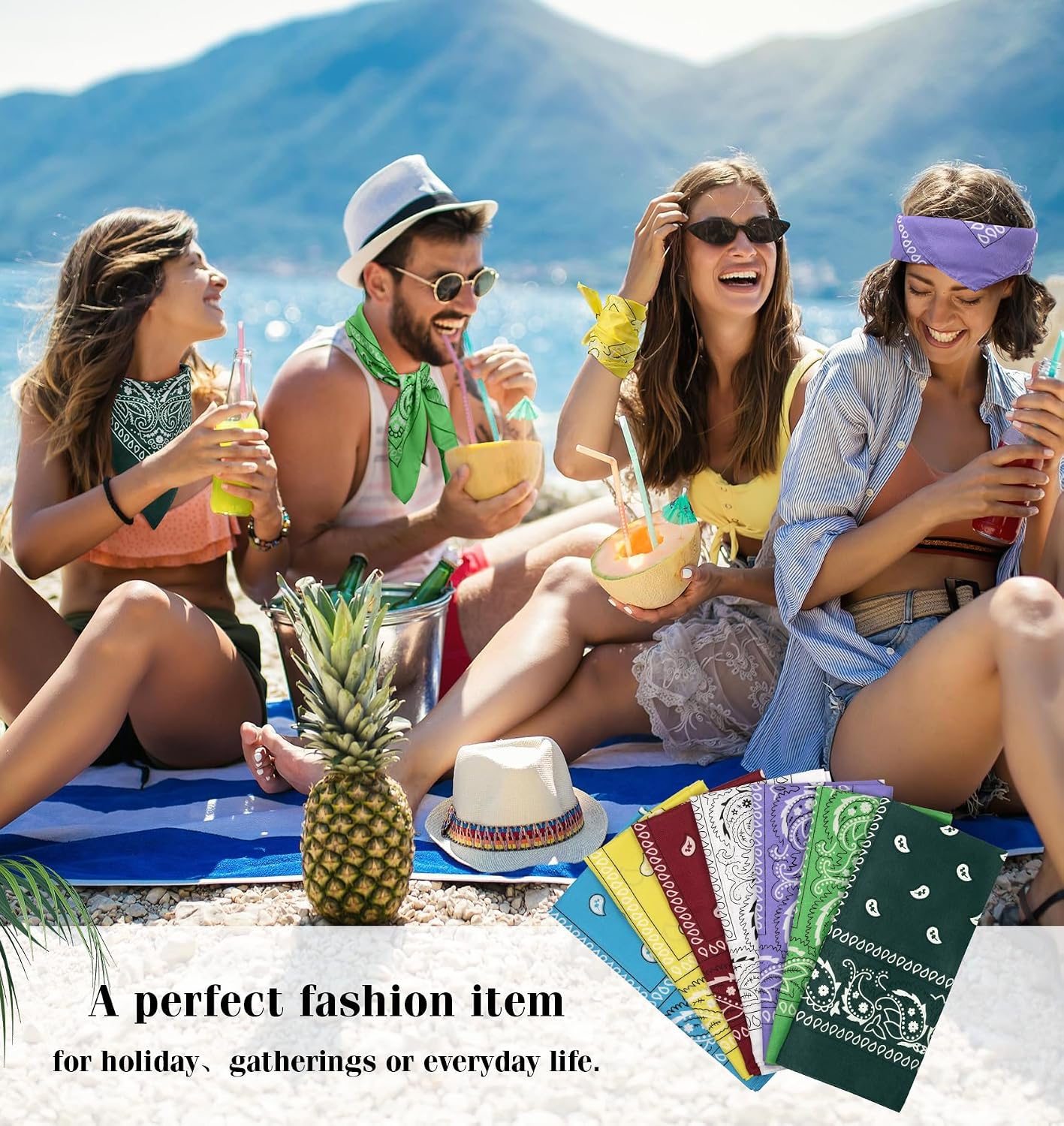 YSense 14 piezas Bandanas con estampado de cachemira, diademas nove...