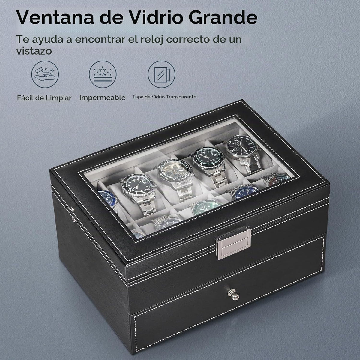 BEWISHOME Caja de reloj, organizador de caja de reloj de 20 ranuras...