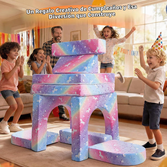 MeMoreCool Sofá de Juego Modular de 10 Piezas Arcoíris que Brilla e...