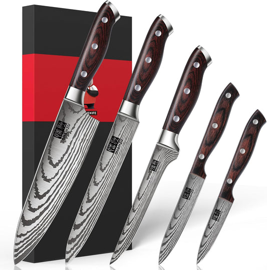 SHAN ZU - Juego de cuchillos de chef japoneses, 5 piezas, acero ino...