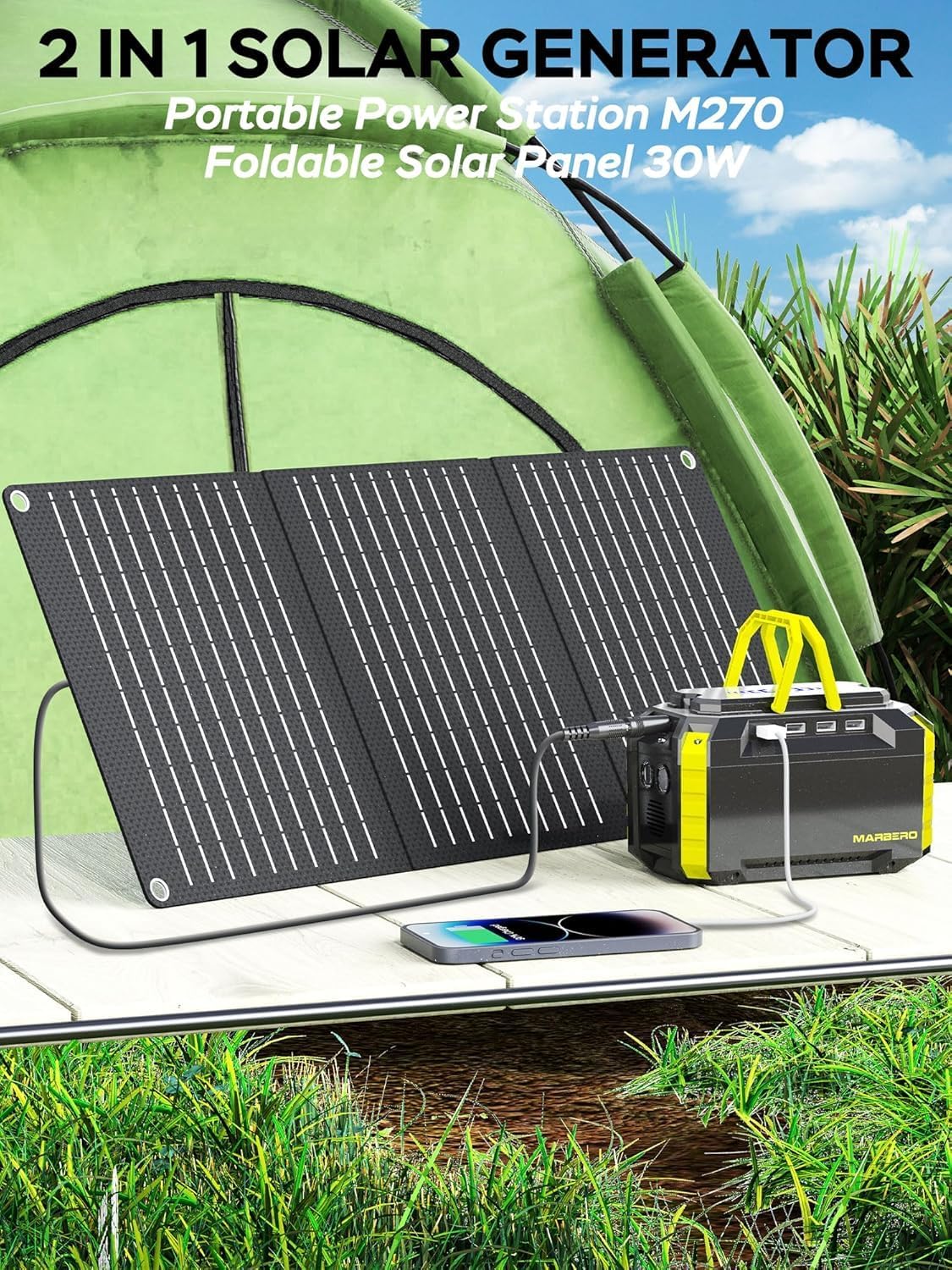 MARBERO Generador Solar 150W Pico 150Wh Estación de Energía Portáti...
