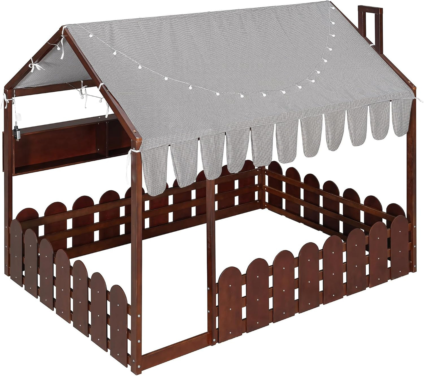 Bellemave Cama de piso de casa completa con riel para niños, camas...