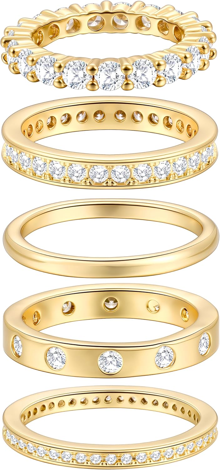 Anillos de oro para mujer sin deslustre, juego de anillos de nudill...