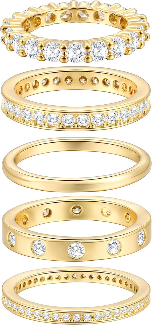 Anillos de oro para mujer sin deslustre, juego de anillos de nudill...