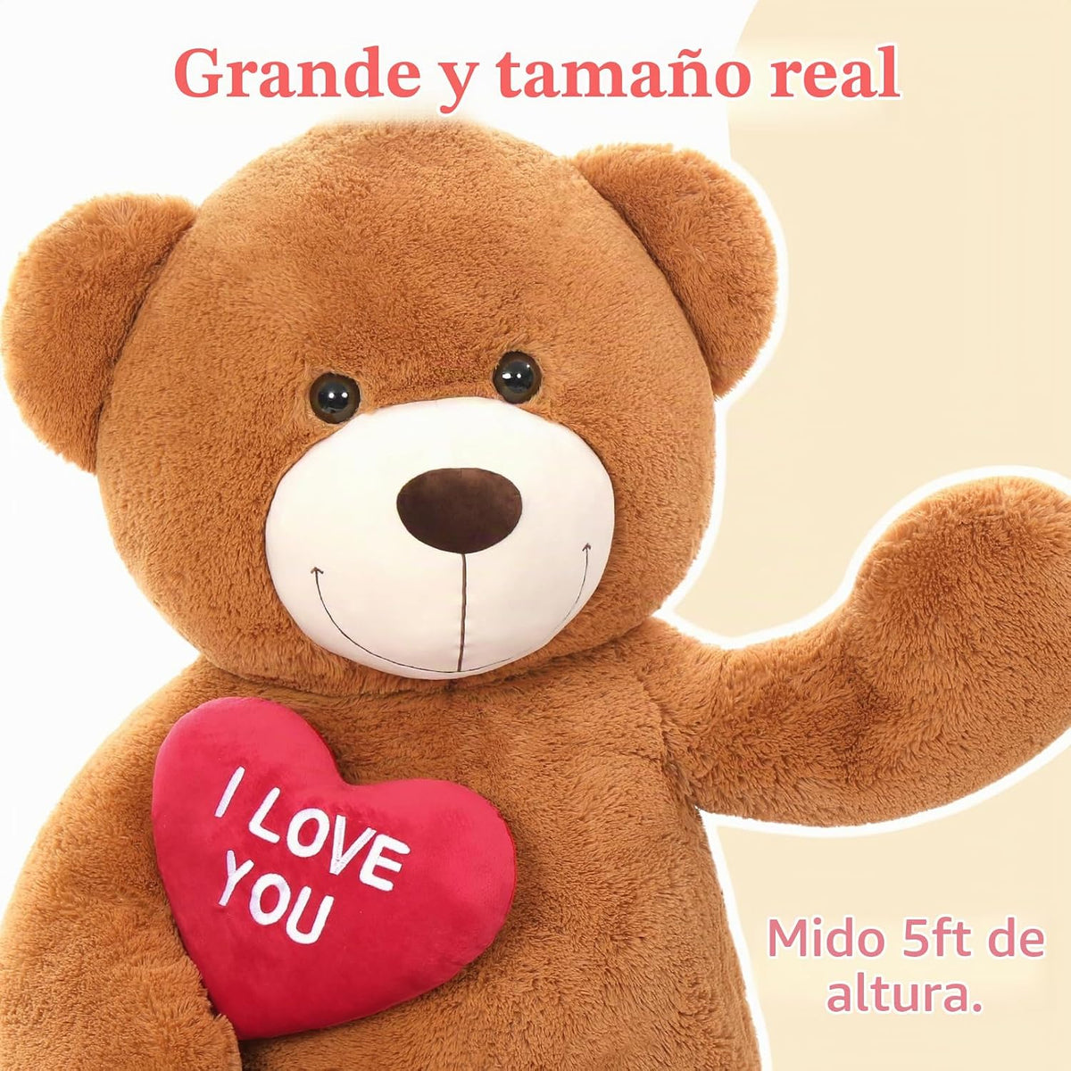BENINY Oso de Peluche Gigante de 1.52 m con Corazón, Oso de Peluche...