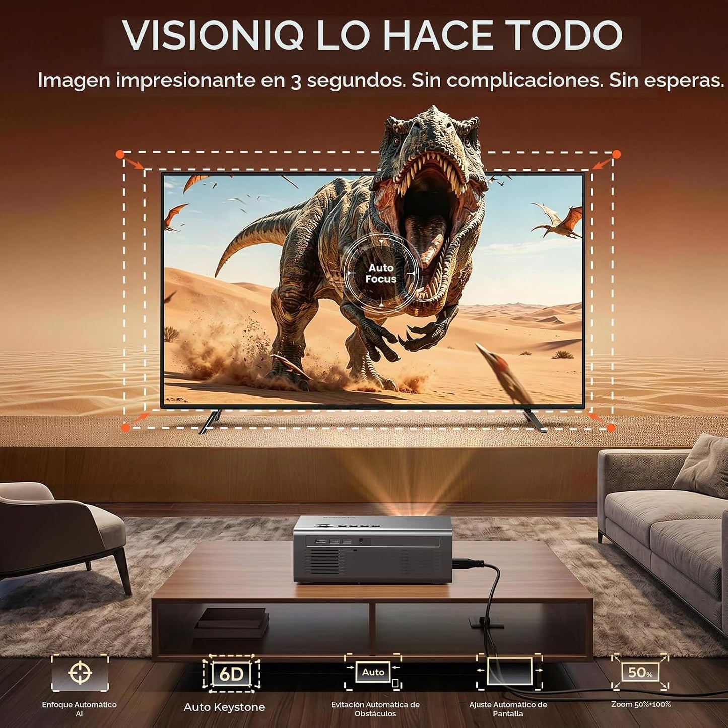 Proyector 4K con VIDAA Smart OS AI Auto Focus 60W Dolby Home Theate...