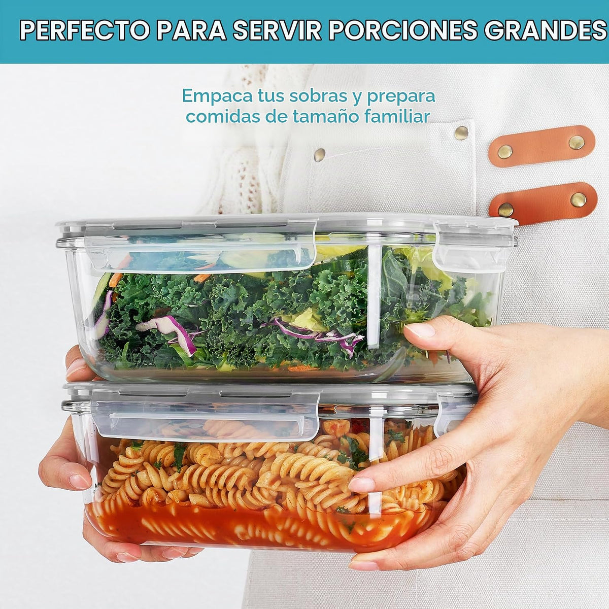 Vtopmart Paquete de 2 recipientes de almacenamiento de vidrio grand...