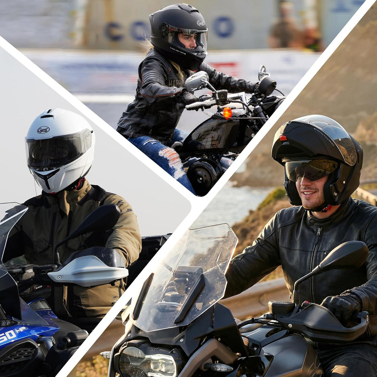 CYRIL Casco modular de motocicleta aprobado por DOT, cara completa...