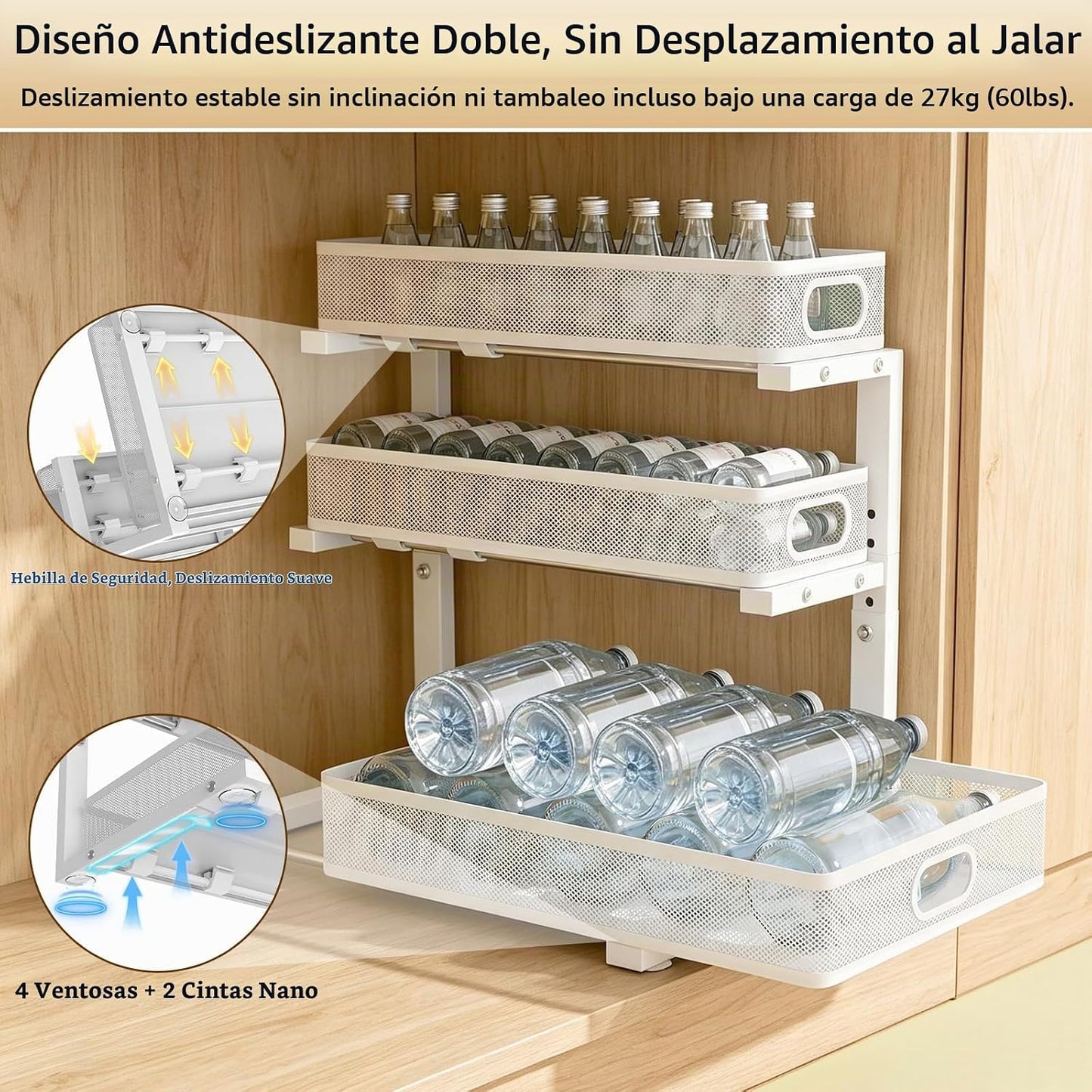 Organizador para debajo del fregadero, paquete de 2 organizadores d...