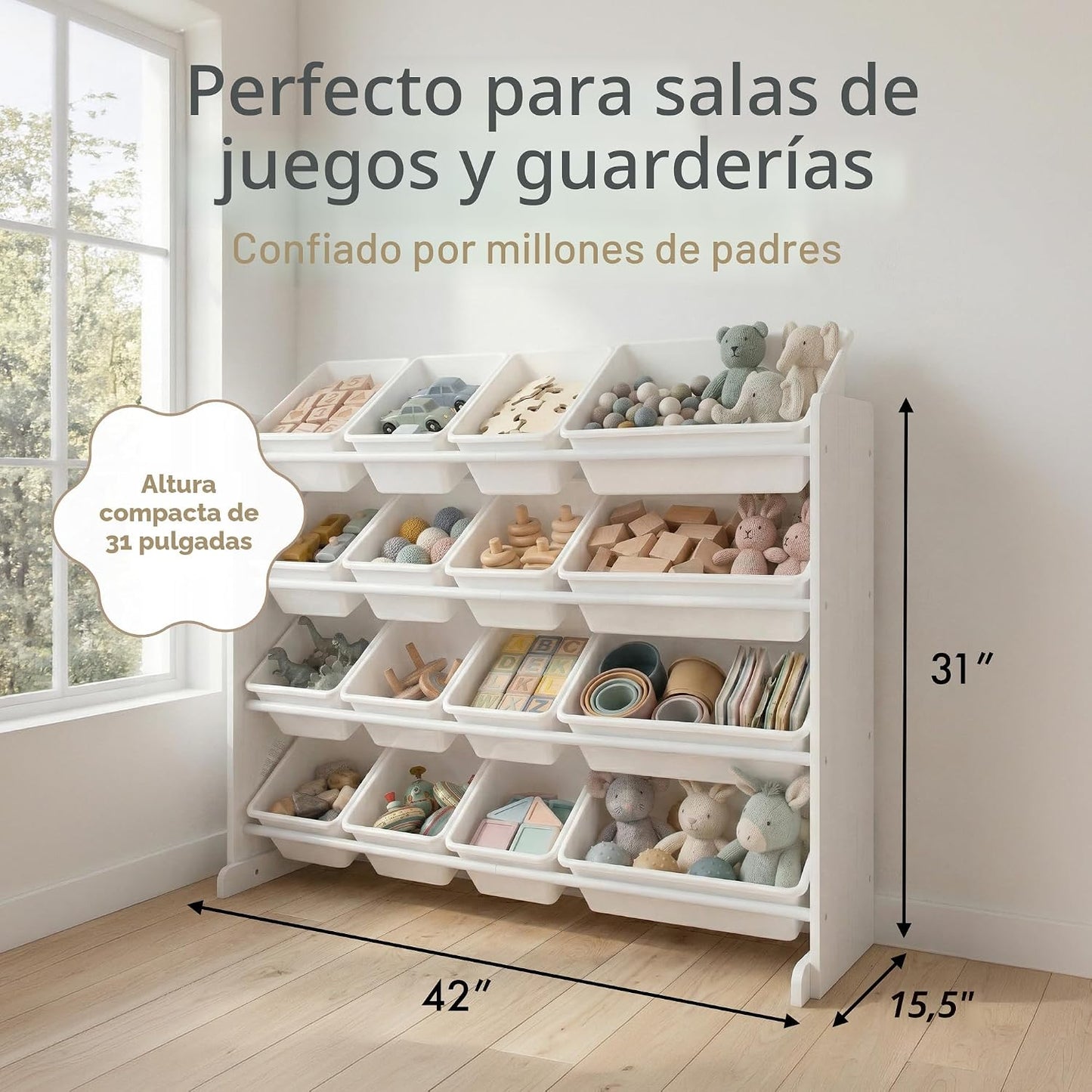 Humble Crew Organizador de juguetes para niños con 16 contenedores,...