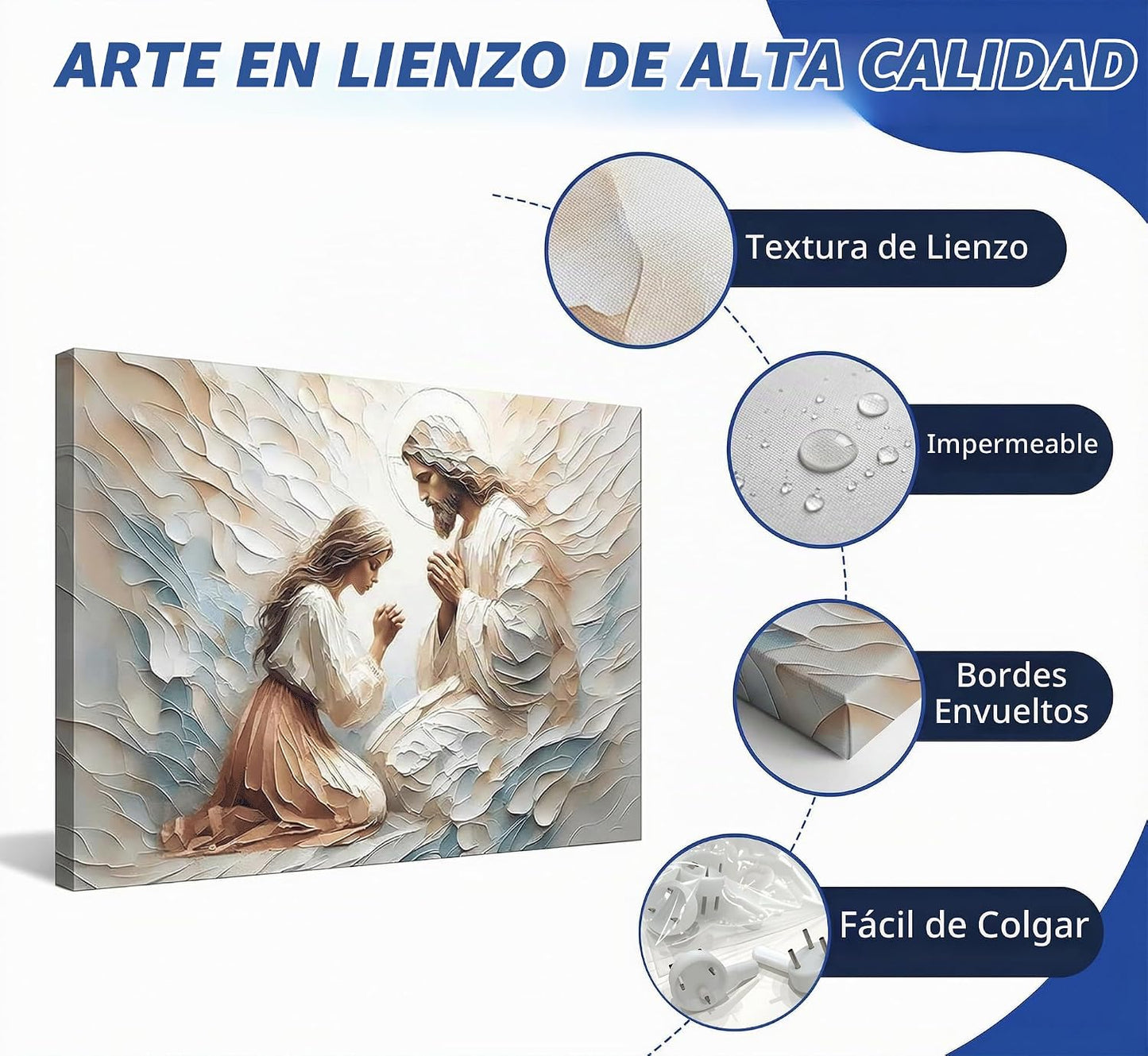 Lienzo de oración de Jesús y mujer, arte de pared Jesús sana a una...