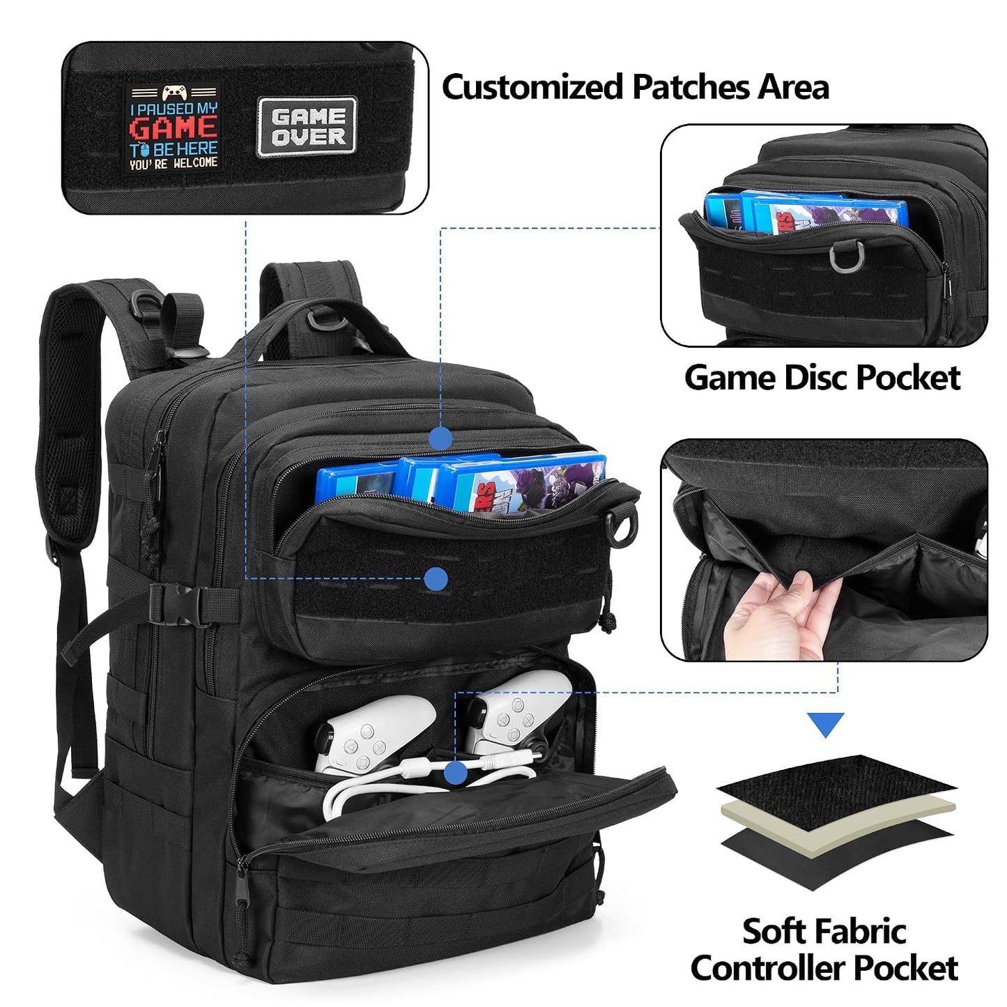 Mochila de viaje PGmoon compatible con consola PS5\/PS5 Slim\/PS5 P...