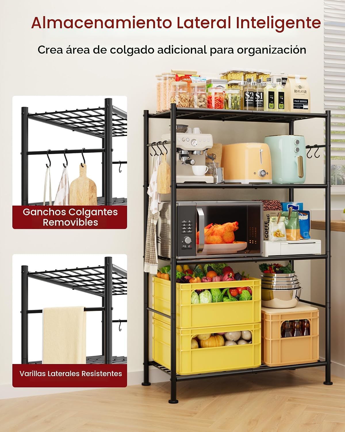 Estantes de almacenamiento Sakugi - Organizador espacioso de 4 nive...