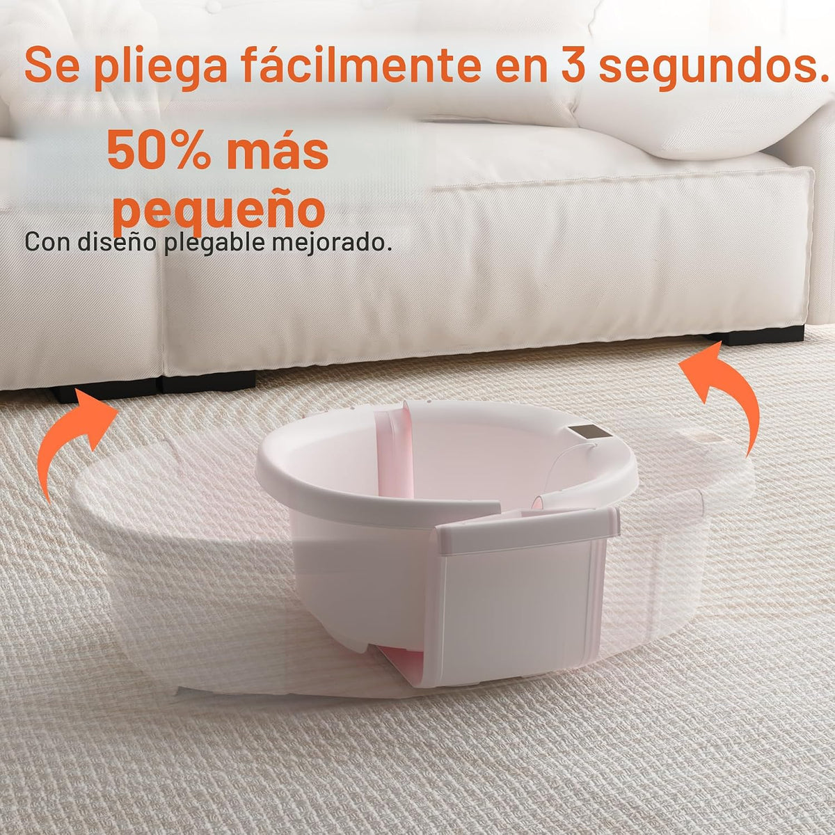 Bañera plegable para bebé - Bañera grande para bebé con termómetro...