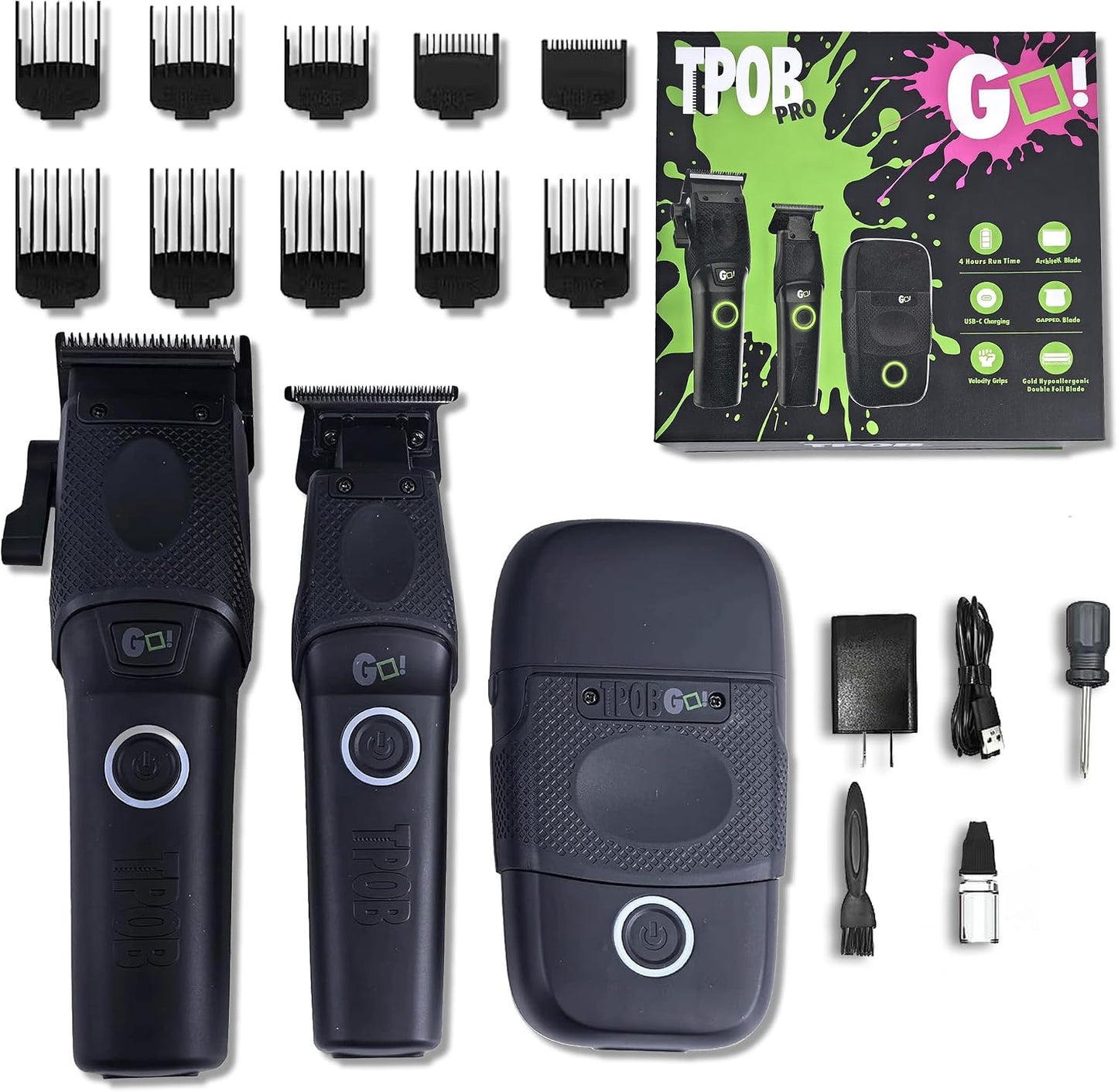 TPOB Juego de cortapelos profesionales Go Blackout Edition con reco...