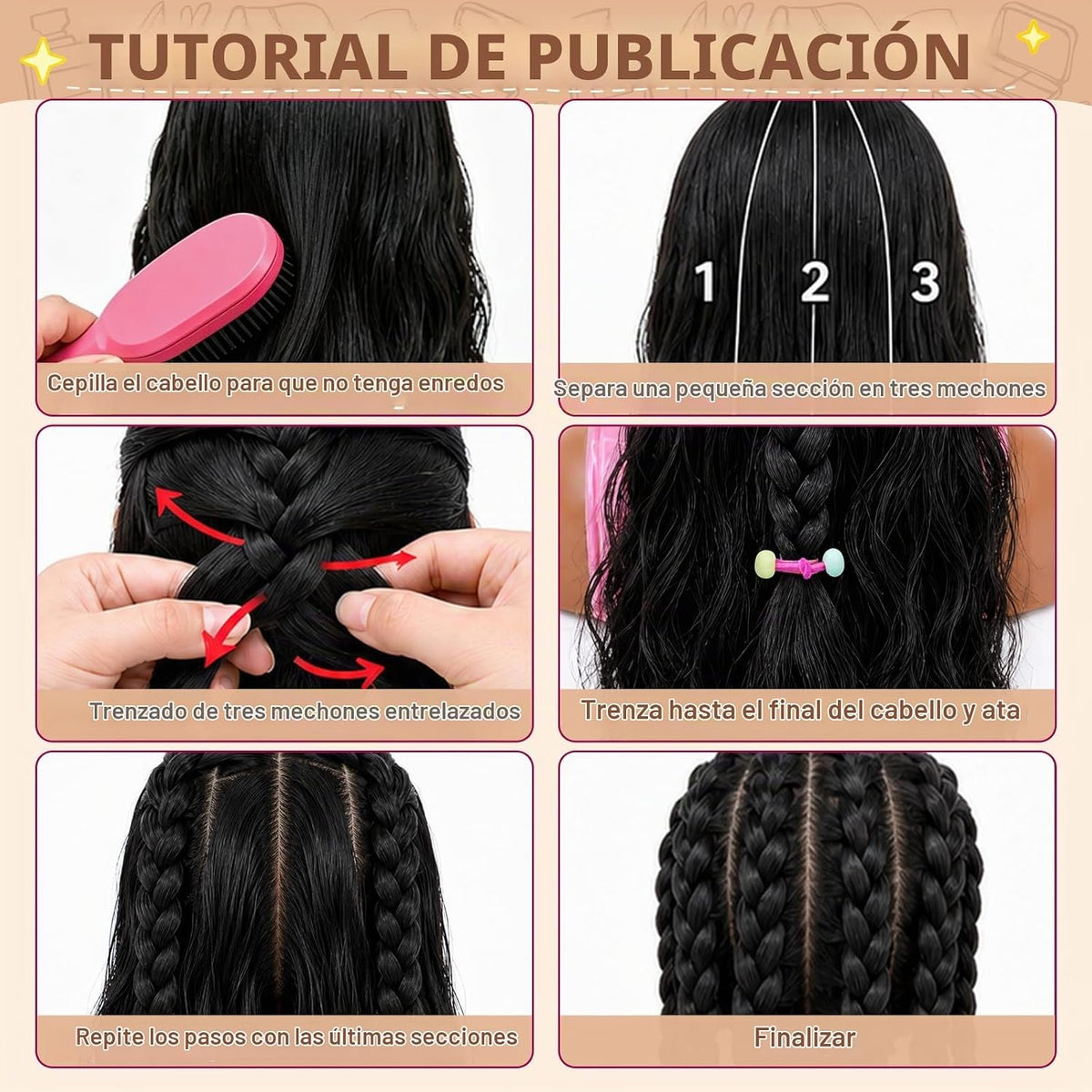 Cabeza de muñeca para peinar el cabello para niños | Accesorios par...