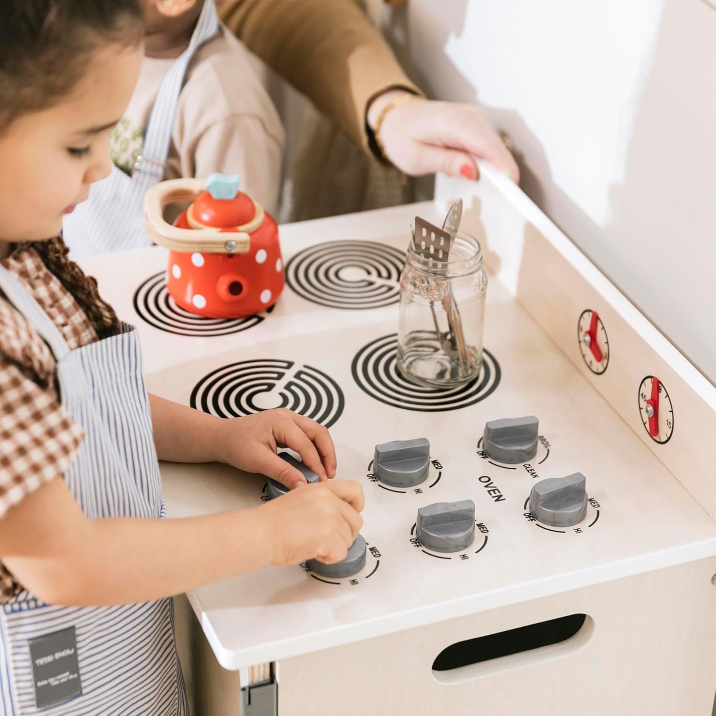 ECR4Kids Estufa de Cocina de Juguete, Juguete de Madera, Blanco Des...