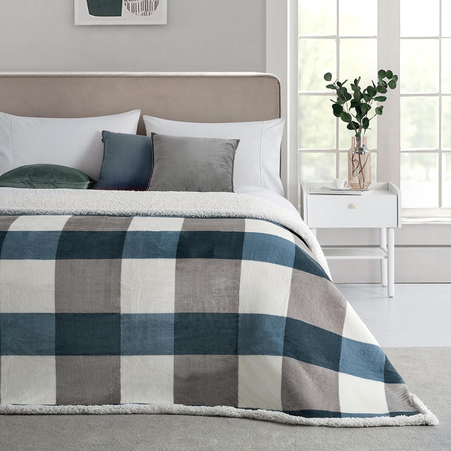 PU MEI Manta de forro polar Sherpa reversible de 60" x 80"...
