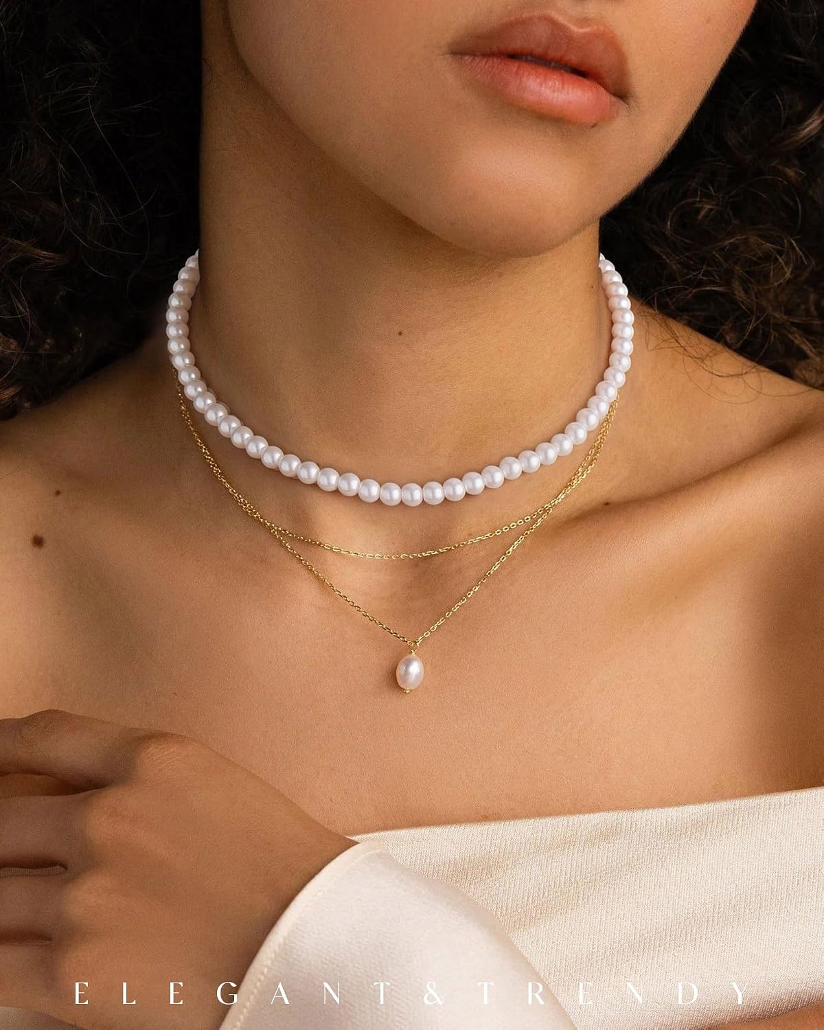 FUNEIA Collar de Perla Delicado para Mujer, Collar de Perla Falso B...
