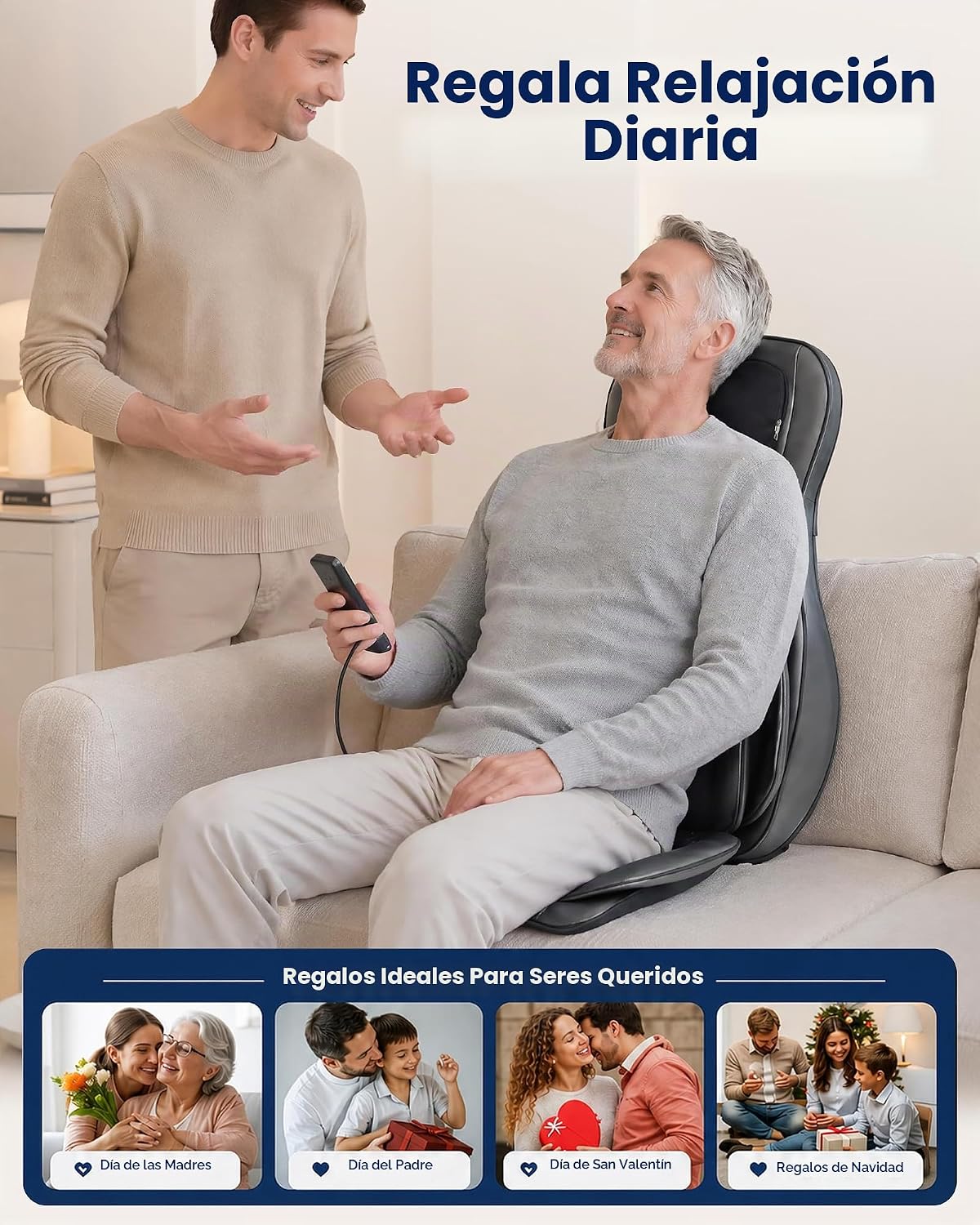 COMFIER Silla masajeadora con calor, masajeador de espalda Shiatsu...