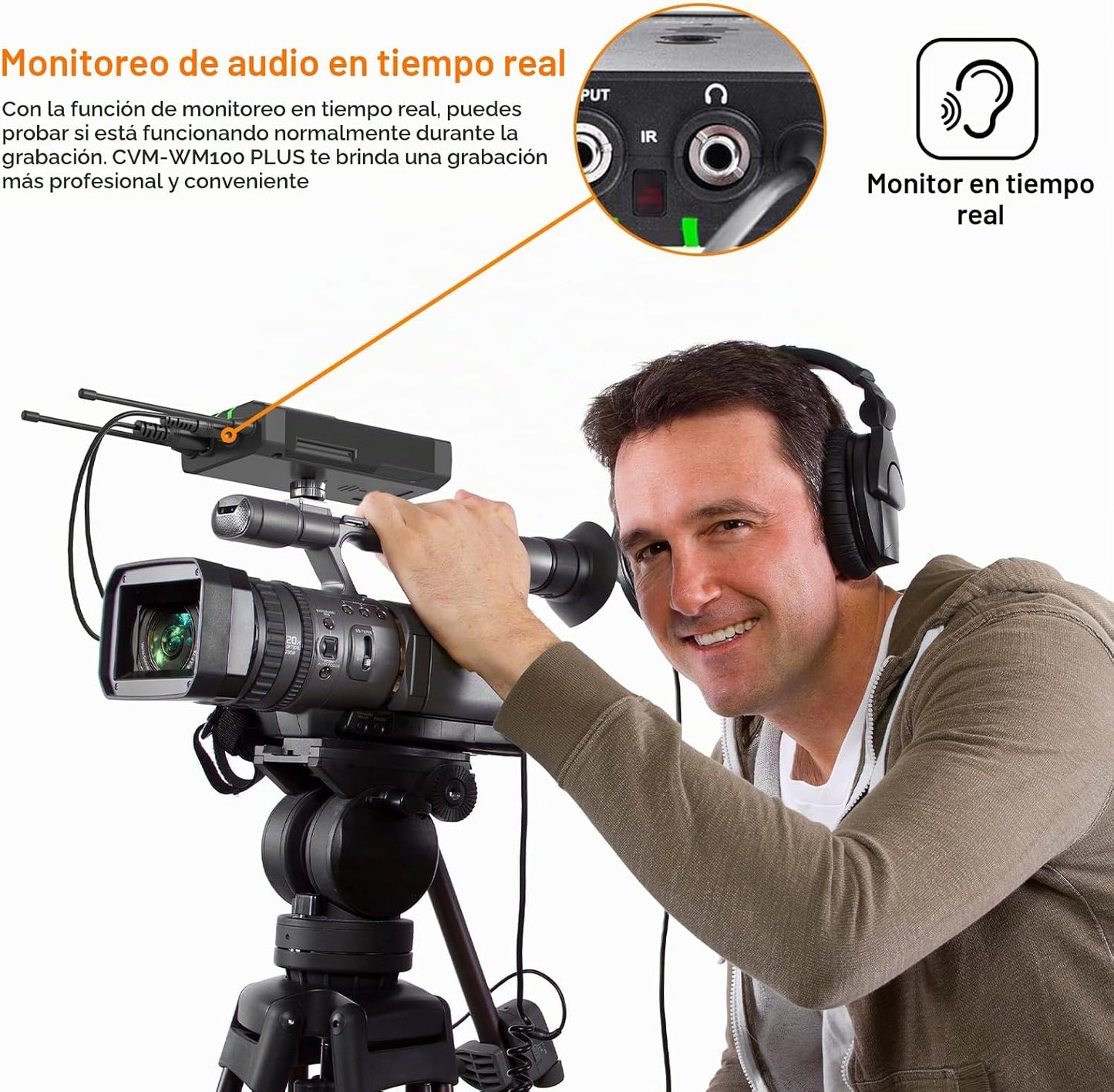Comica CVM-WM100PLUS - Sistema de micrófono inalámbrico para cámara...