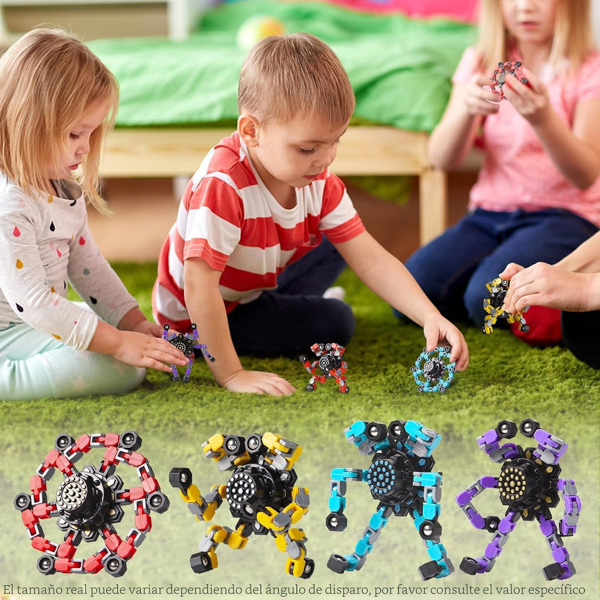 Gokeey Juguetes giratorios transformables de 4 piezas para niños y...