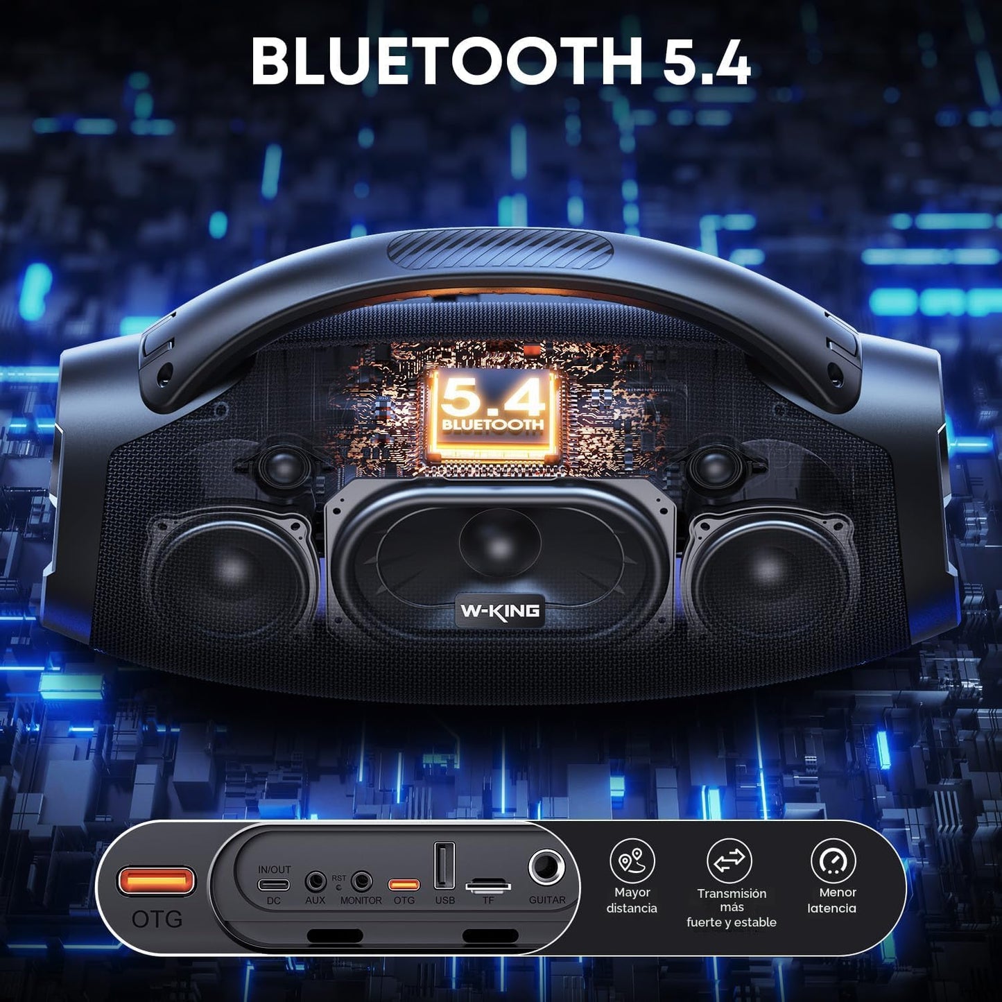 W-KING Altavoz Bluetooth portátil, 330 W pico fuerte Boombox Party...