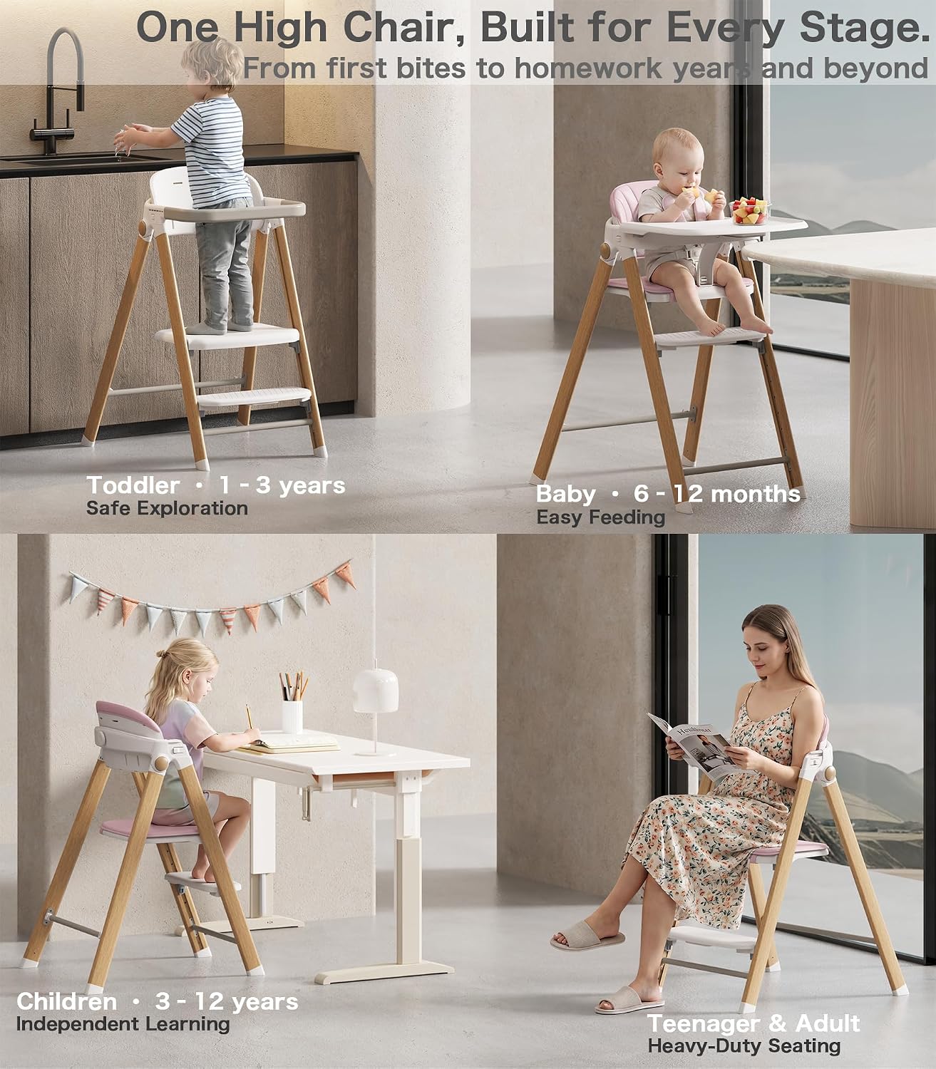 Silla alta convertible para bebé a torre para niños pequeños, trona...