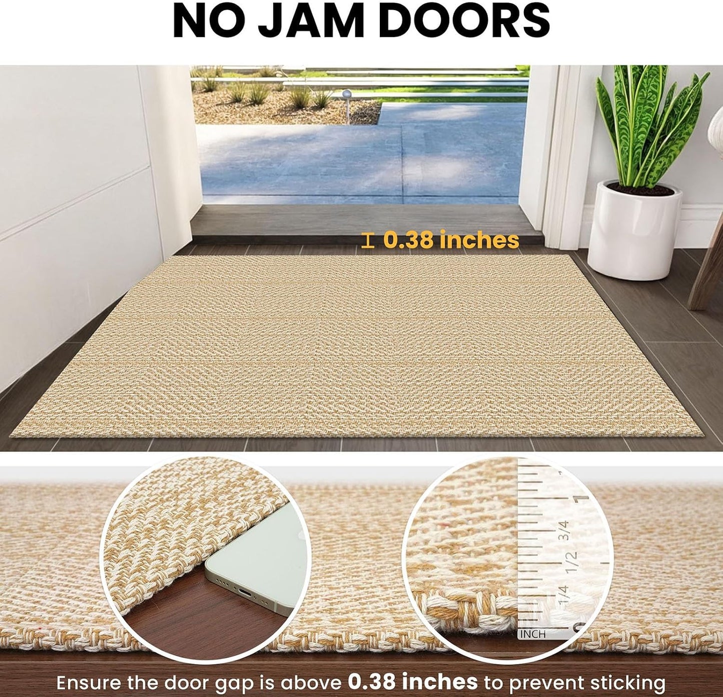 IOHOUZE Alfombra lavable de 5 x 7 pies, antideslizante, con respald...
