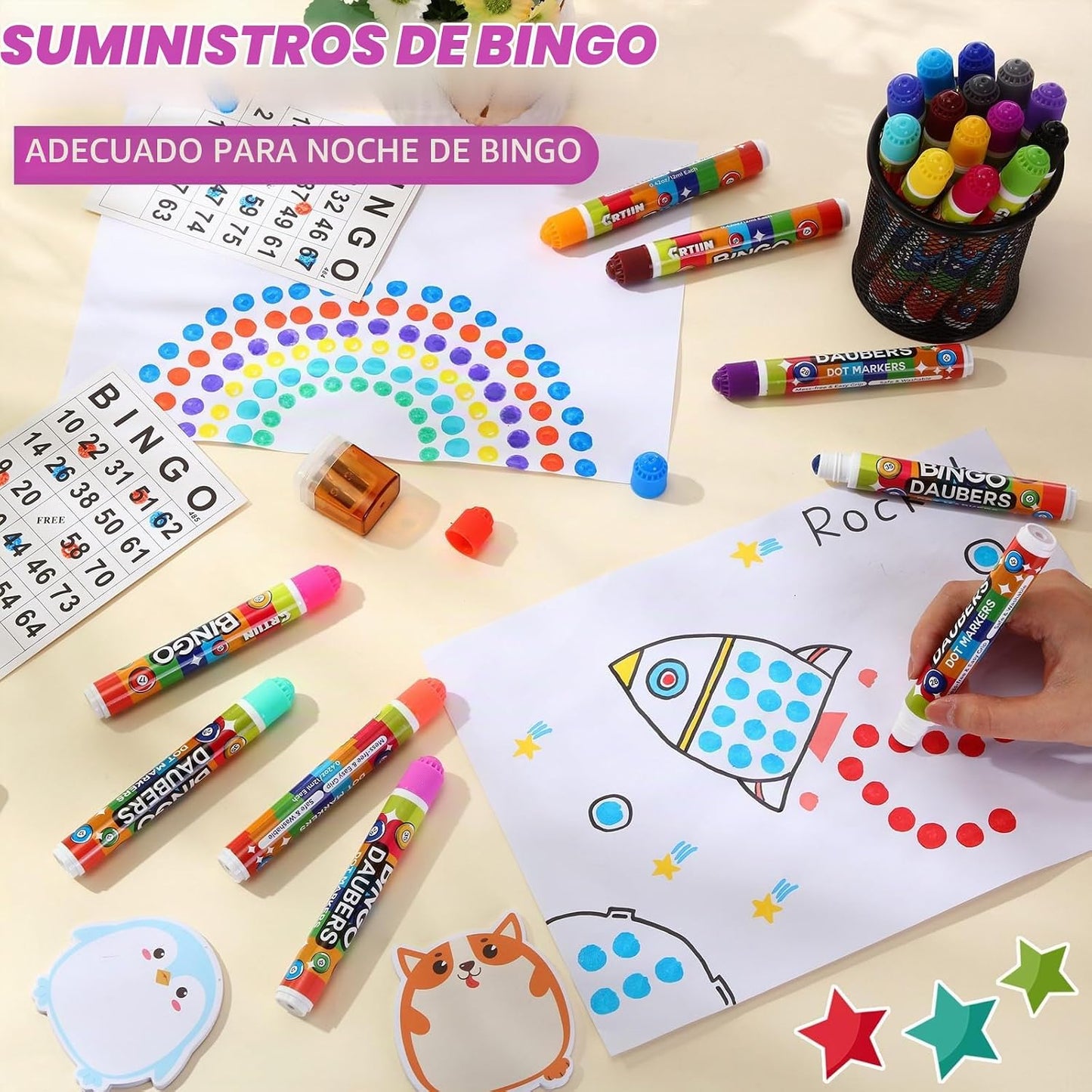 Crtiin - Paquete de 90 marcadores de puntos de Bingo Daubers, 30 co...