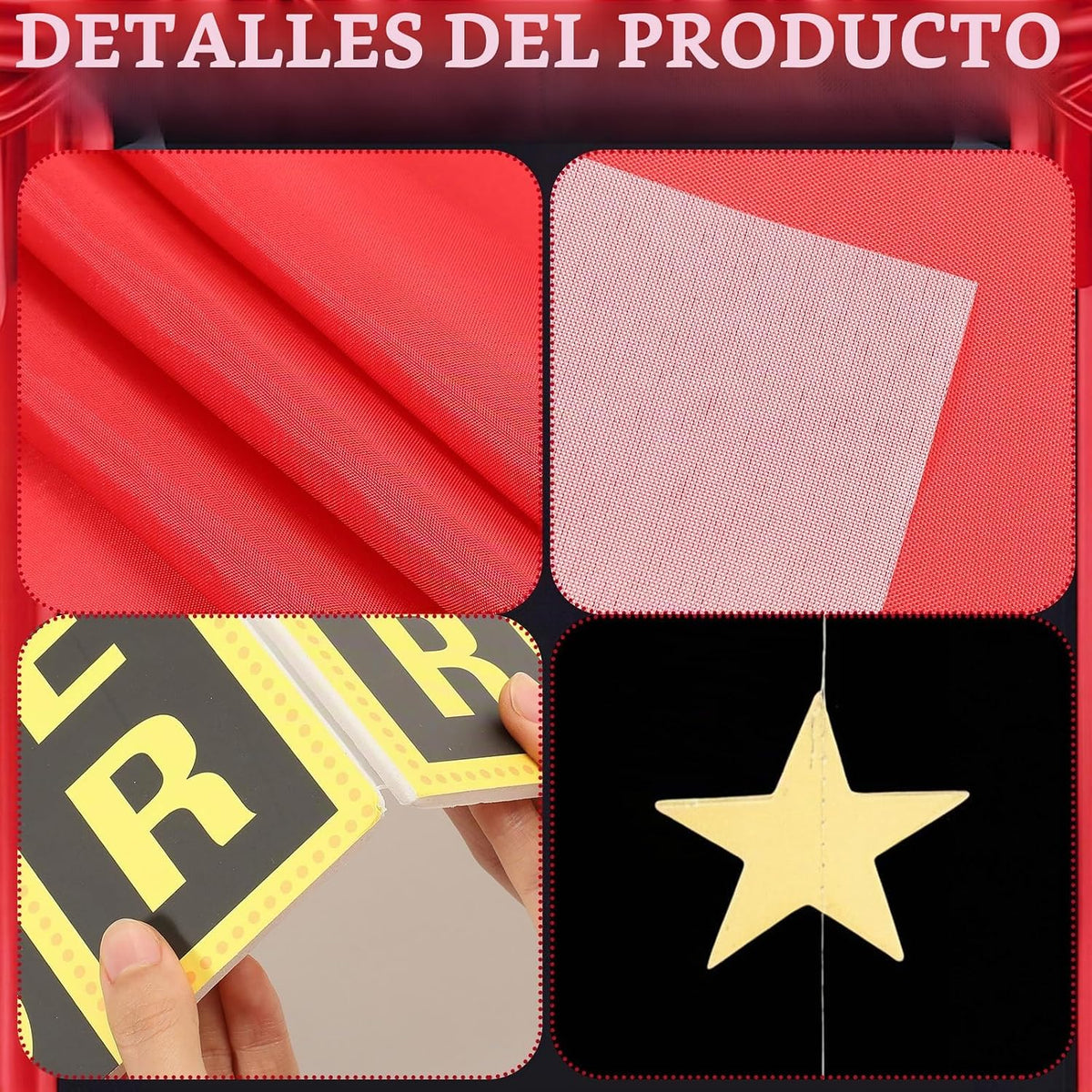 Frienda 5 piezas de decoración nocturna de cine, alfombra roja gran...