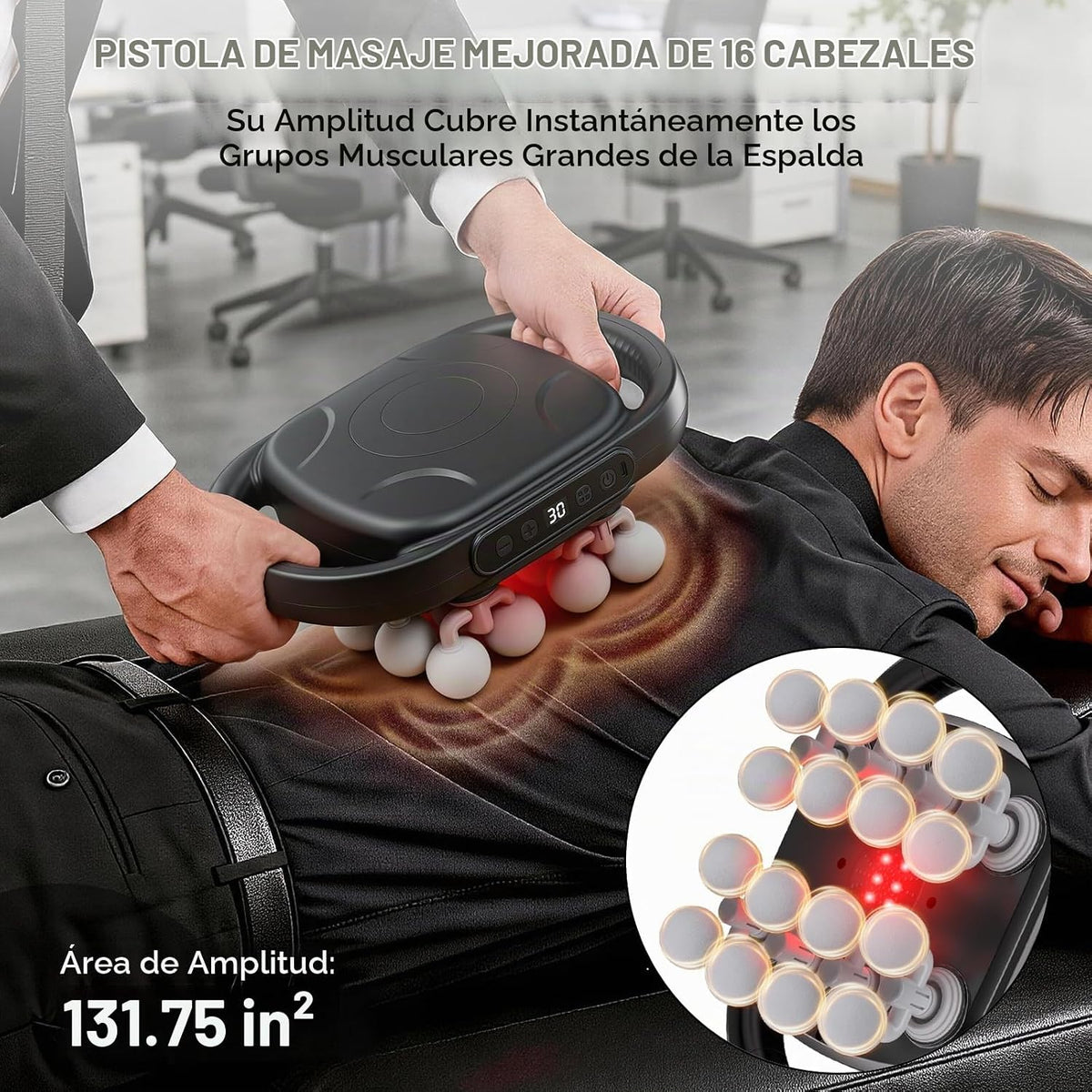 Pistola de masaje de 16 cabezas de tejido profundo, masajeador musc...