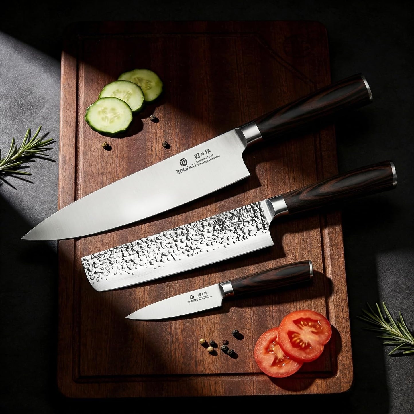 imarku - Juego de cuchillos de cocina de acero inoxidable japonés H...
