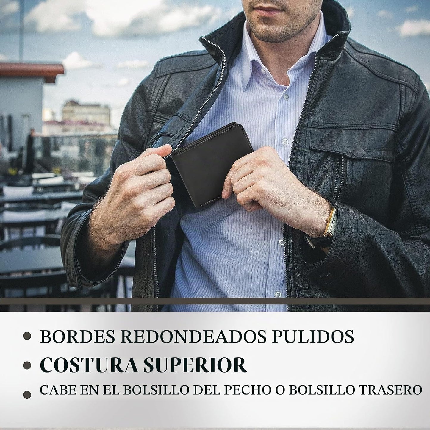 Tony Perotti Billetera plegable de cuero italiano para hombre - Car...