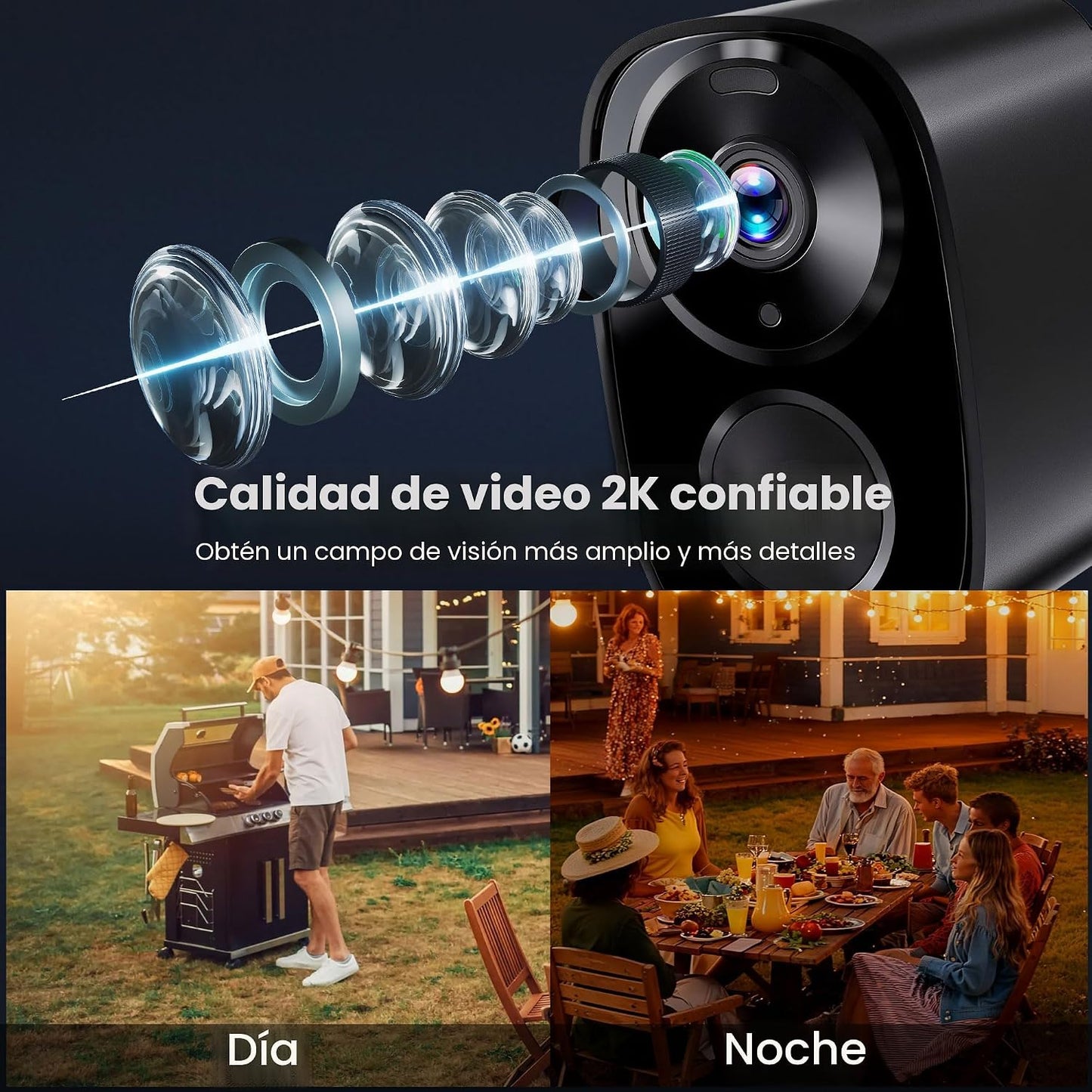 realhide Cámaras de seguridad inalámbricas para exteriores, 2K alim...
