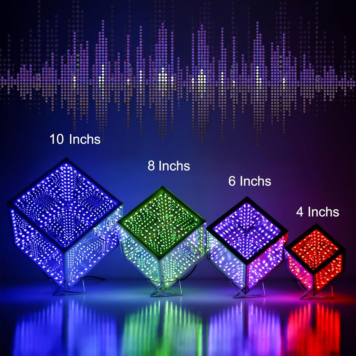 Heepulor Infinity Mirror Hyper Cube - Lámpara de mesa, luz de humor...