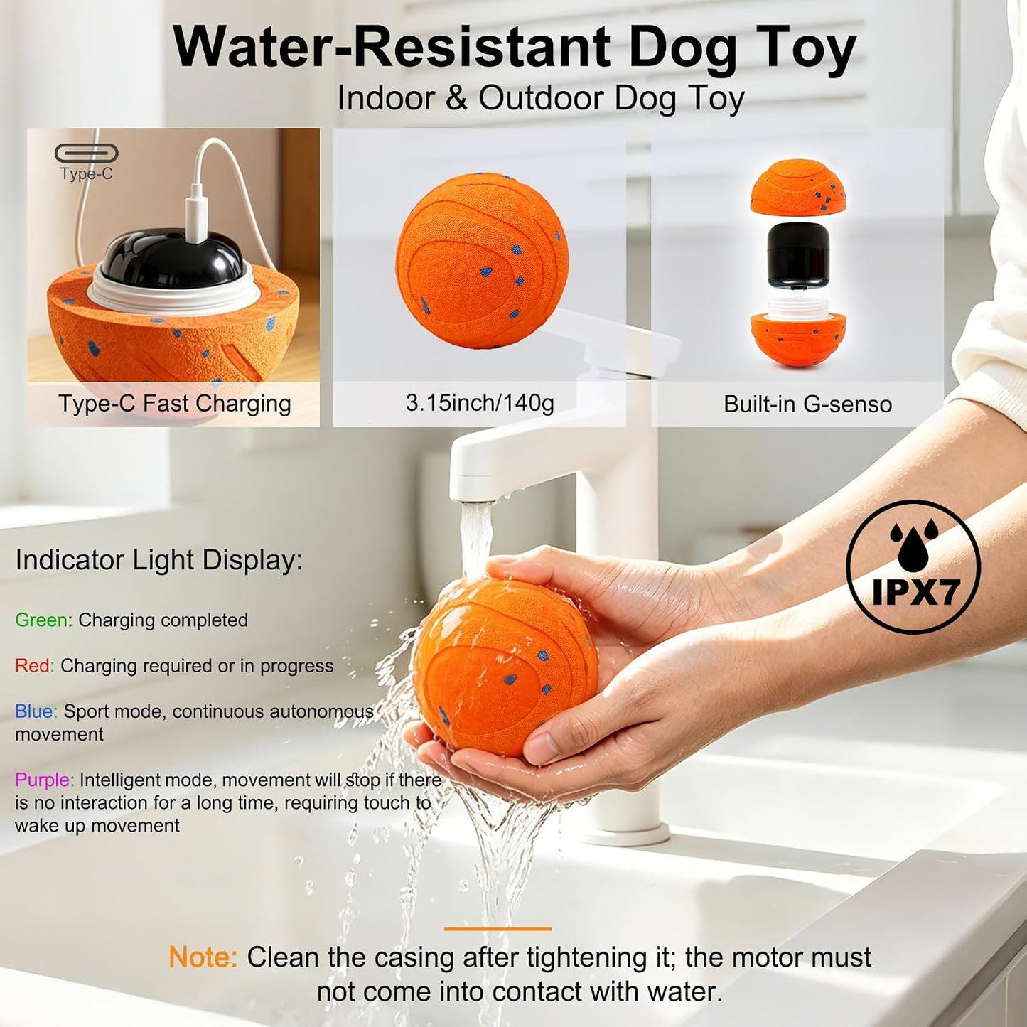 Pelota automática interactiva para perros, juguete de movimiento au...